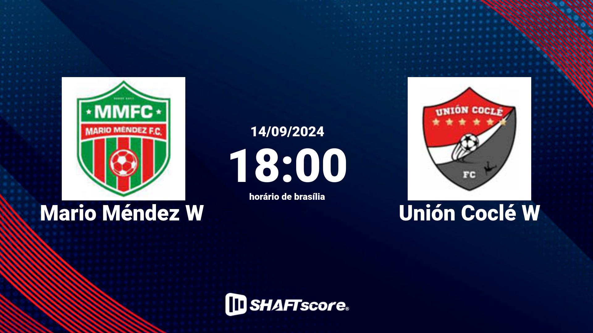 Estatísticas do jogo Mario Méndez W vs Unión Coclé W 14.09 18:00