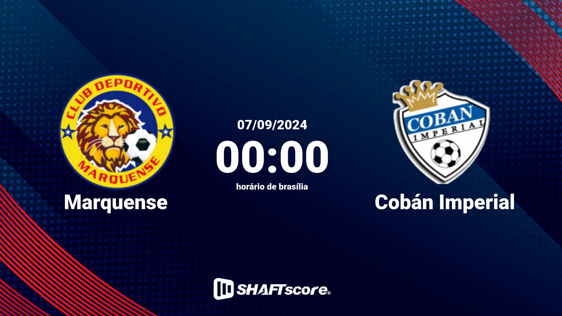 Estatísticas do jogo Marquense vs Cobán Imperial 07.09 00:00