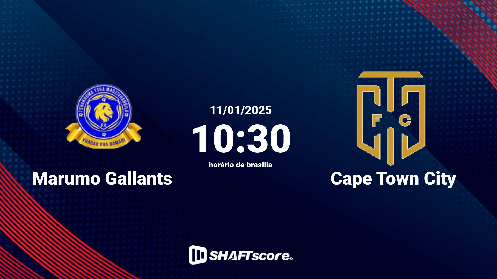 Estatísticas do jogo Marumo Gallants vs Cape Town City 11.01 10:30