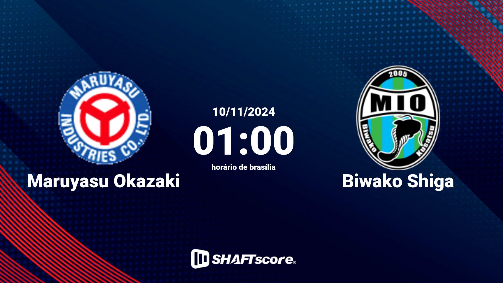 Estatísticas do jogo Maruyasu Okazaki vs Biwako Shiga 10.11 01:00