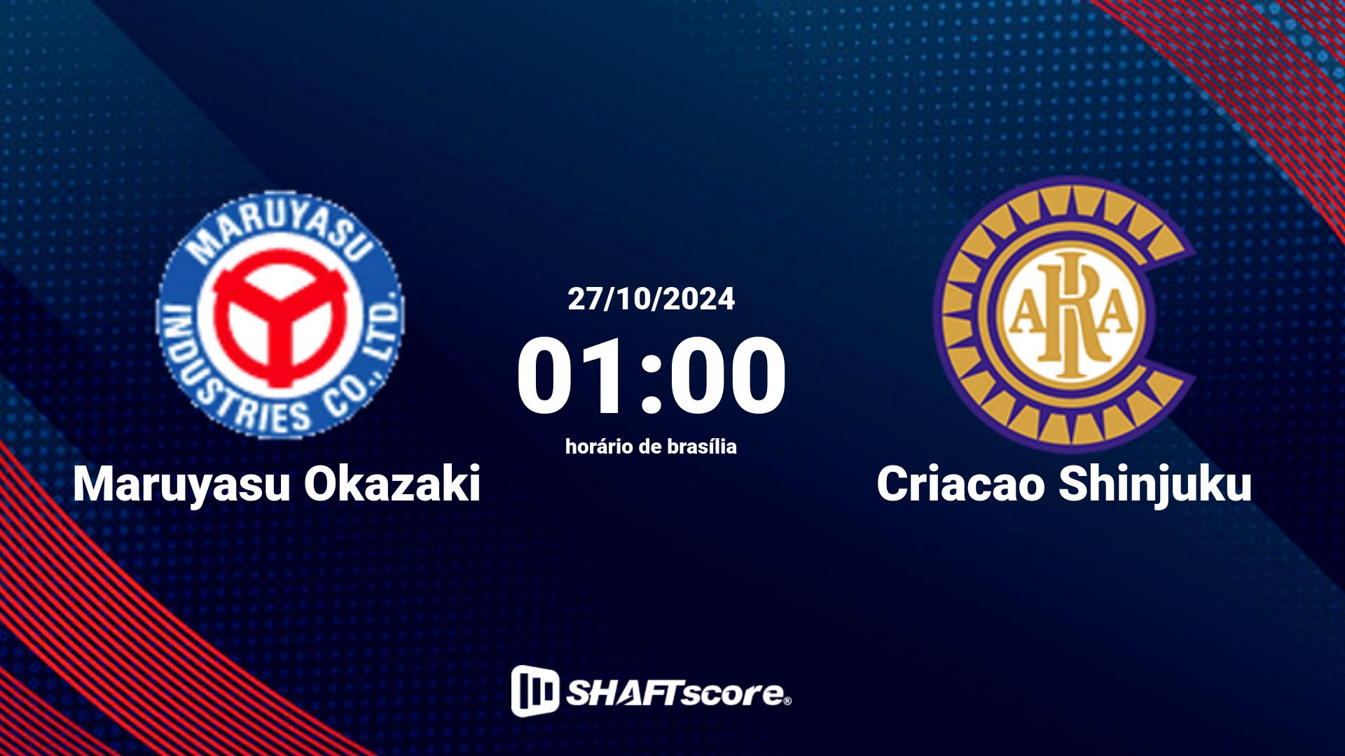 Estatísticas do jogo Maruyasu Okazaki vs Criacao Shinjuku 27.10 01:00