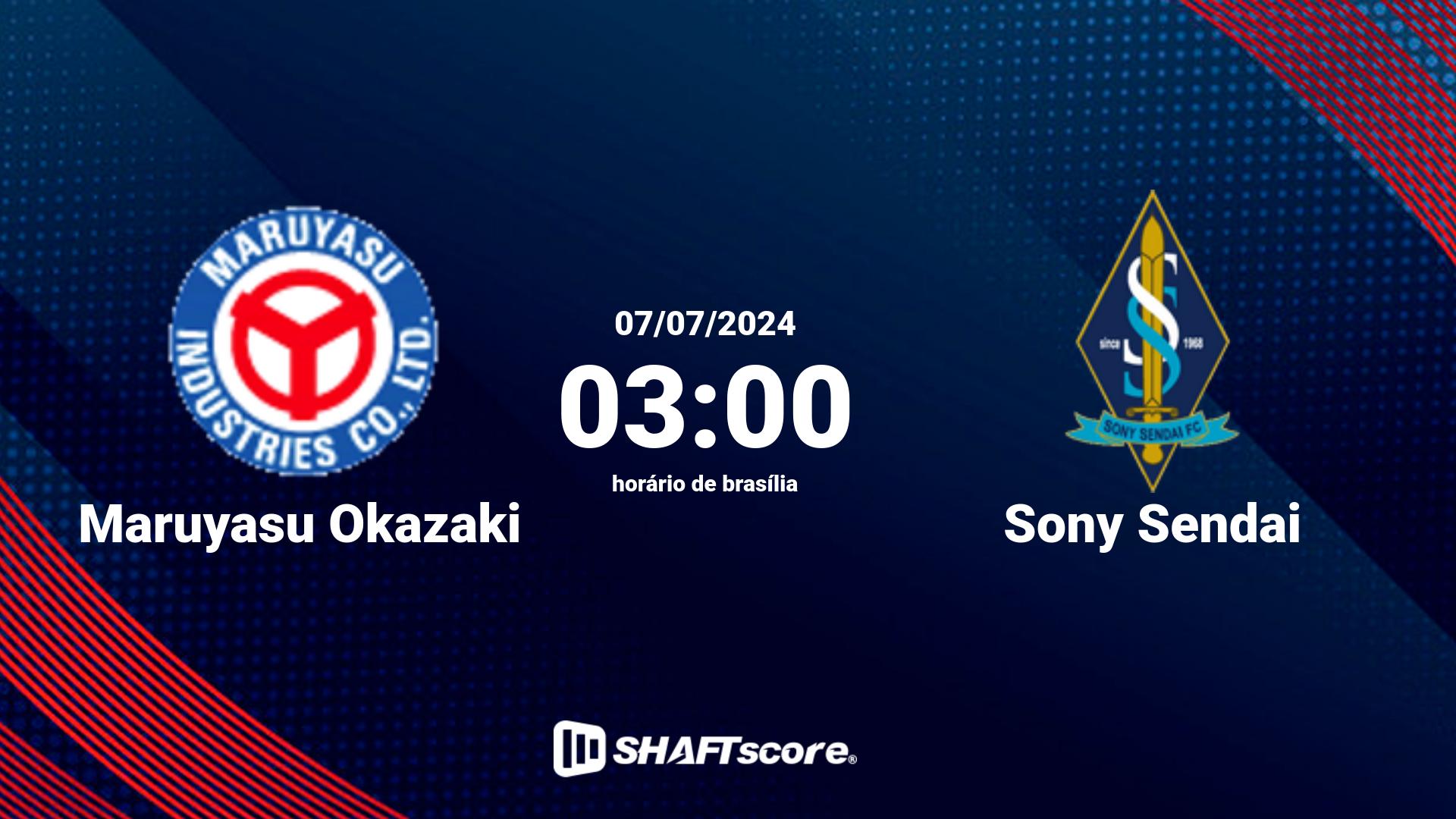 Estatísticas do jogo Maruyasu Okazaki vs Sony Sendai 07.07 03:00