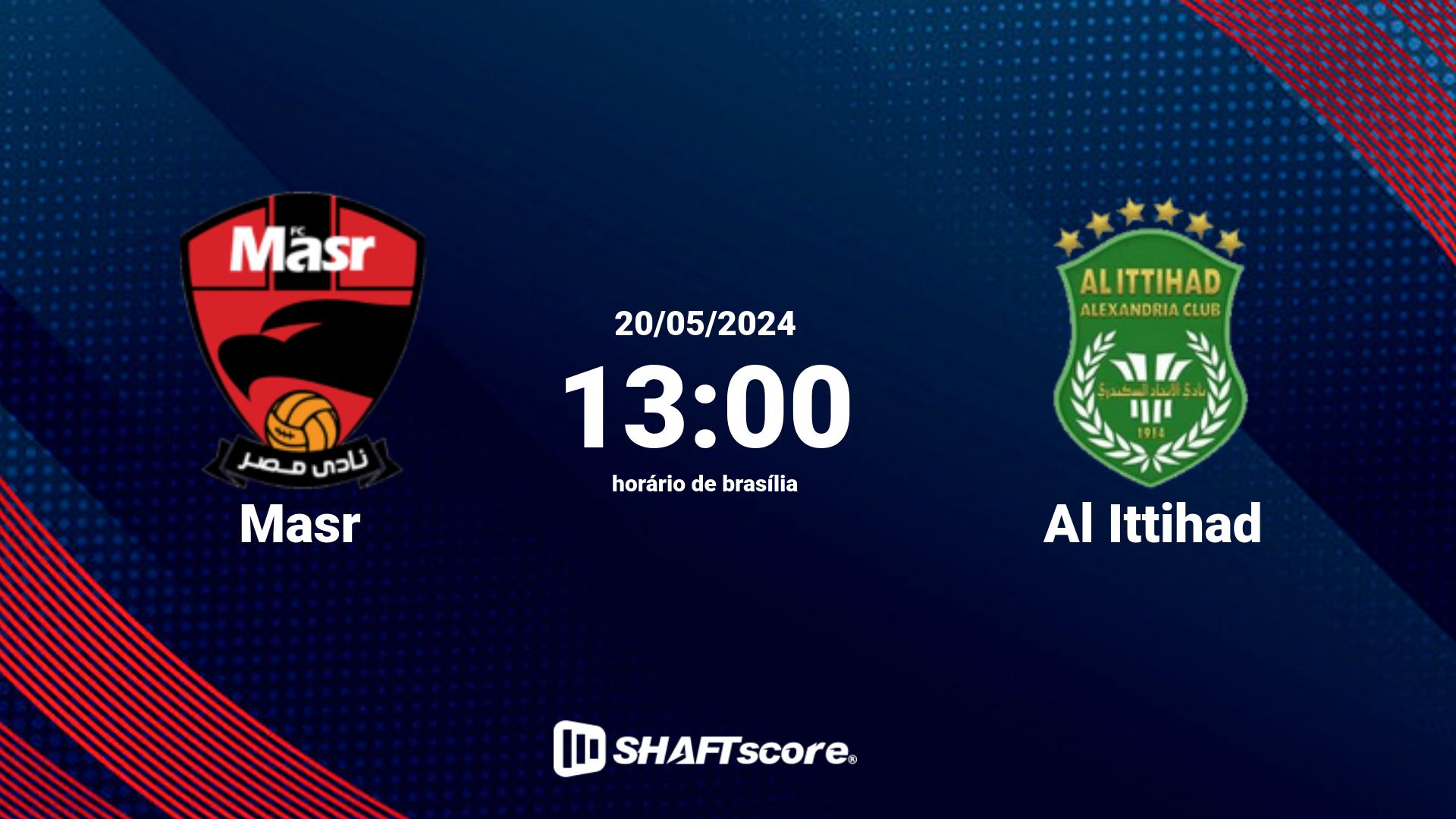 Estatísticas do jogo Masr vs Al Ittihad 20.05 13:00