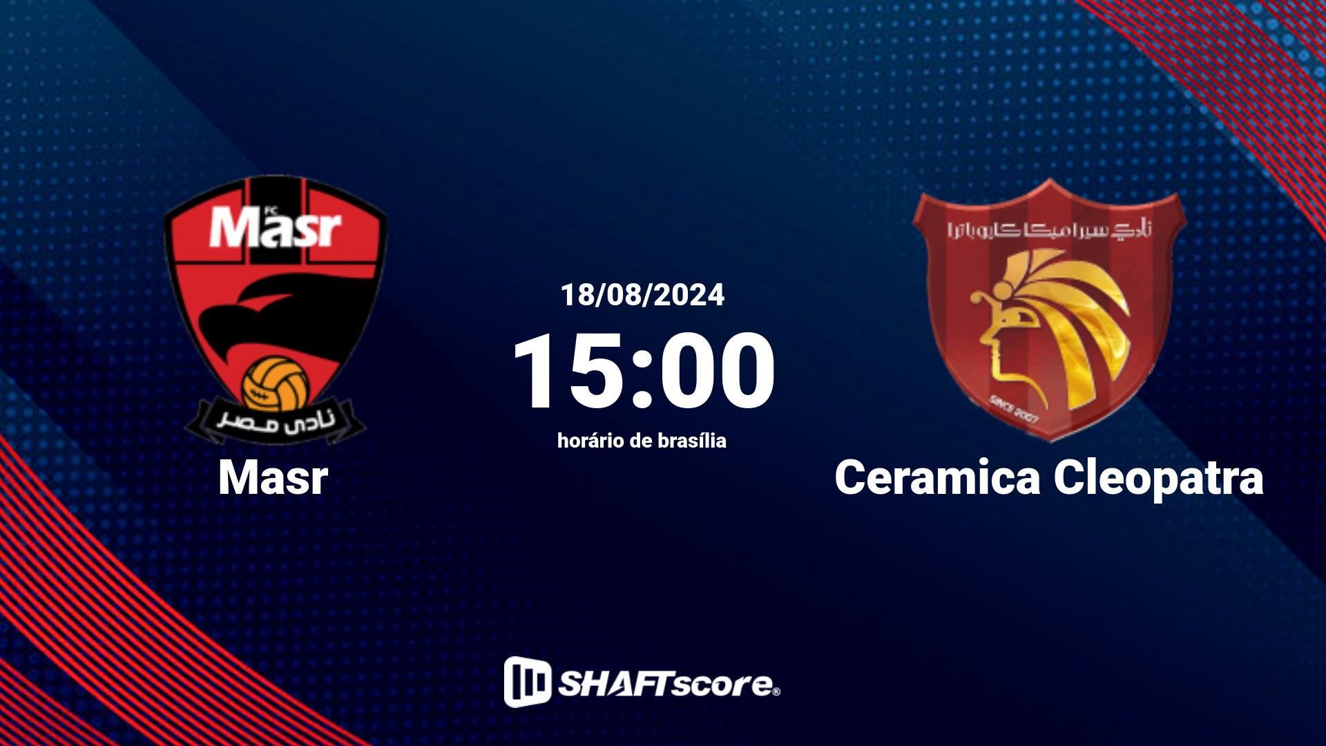 Estatísticas do jogo Masr vs Ceramica Cleopatra 18.08 15:00