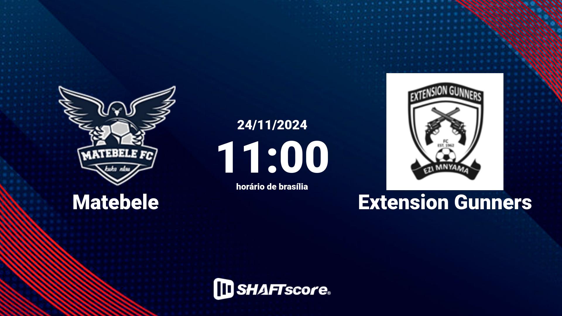 Estatísticas do jogo Matebele vs Extension Gunners 24.11 11:00