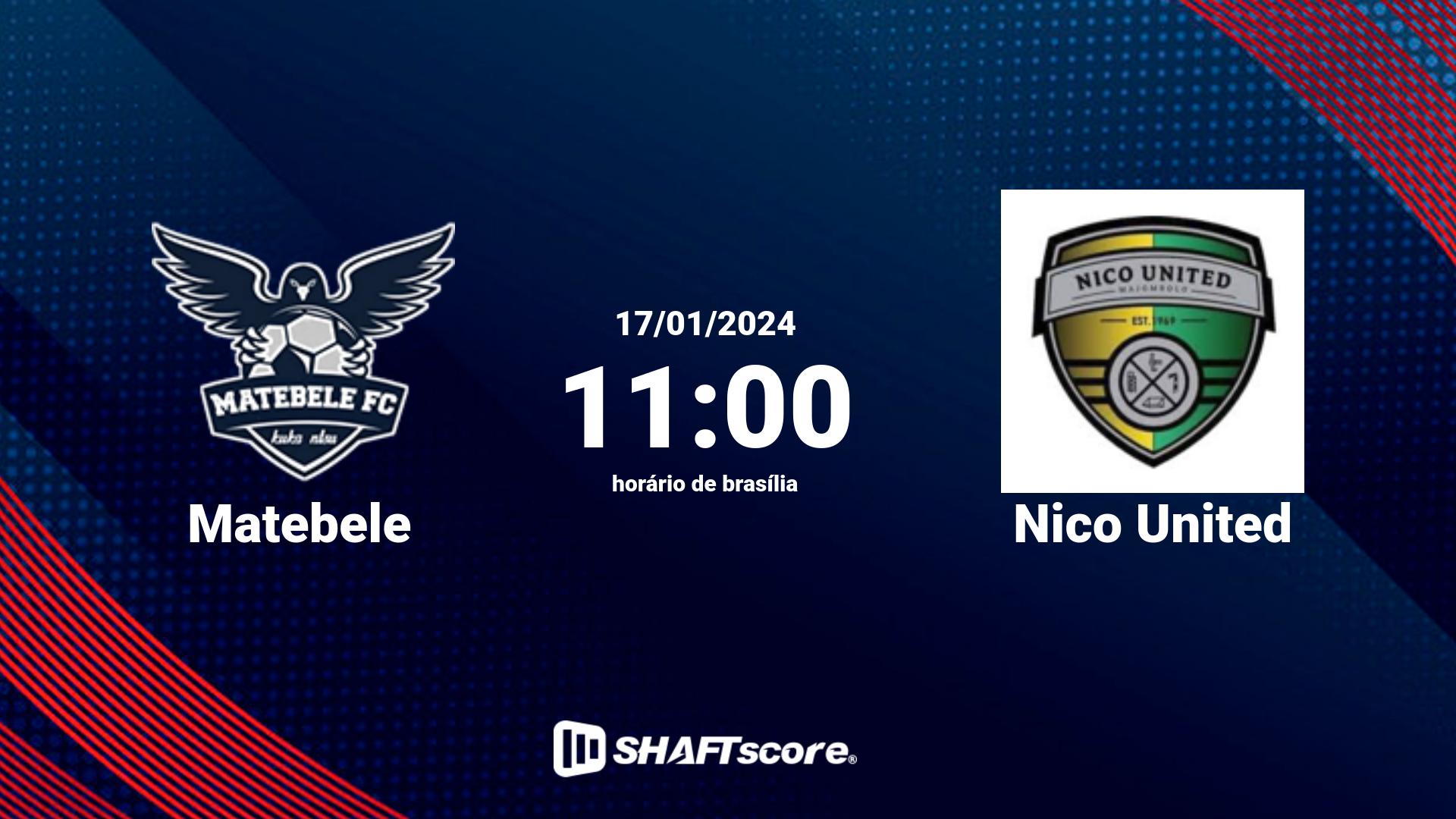 Estatísticas do jogo Matebele vs Nico United 17.01 11:00