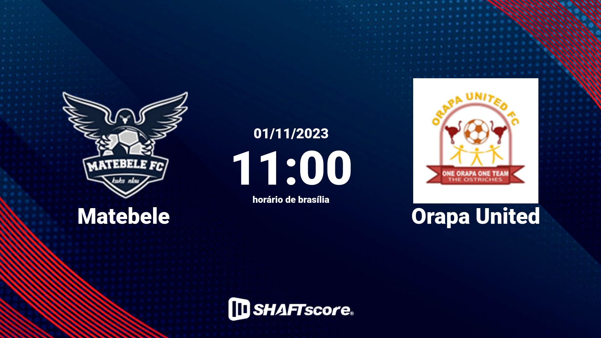 Estatísticas do jogo Matebele vs Orapa United 01.11 11:00