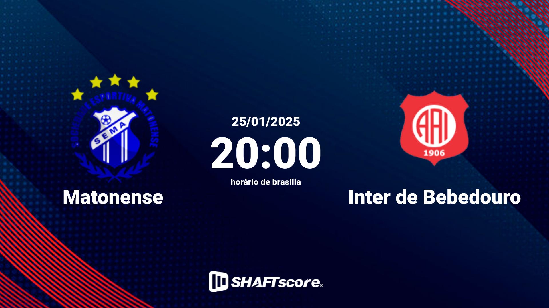 Estatísticas do jogo Matonense vs Inter de Bebedouro 25.01 20:00