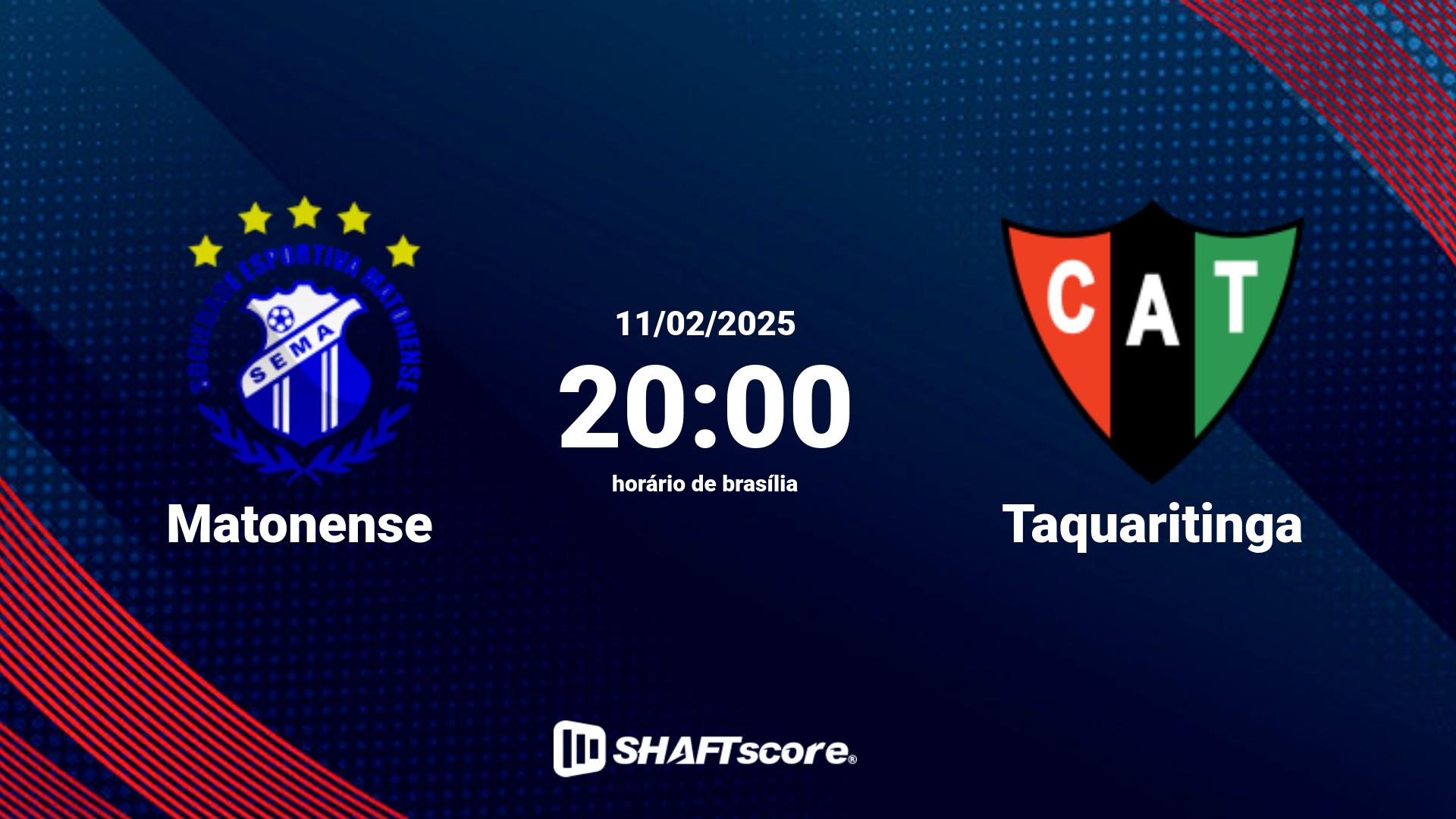 Estatísticas do jogo Matonense vs Taquaritinga 11.02 20:00