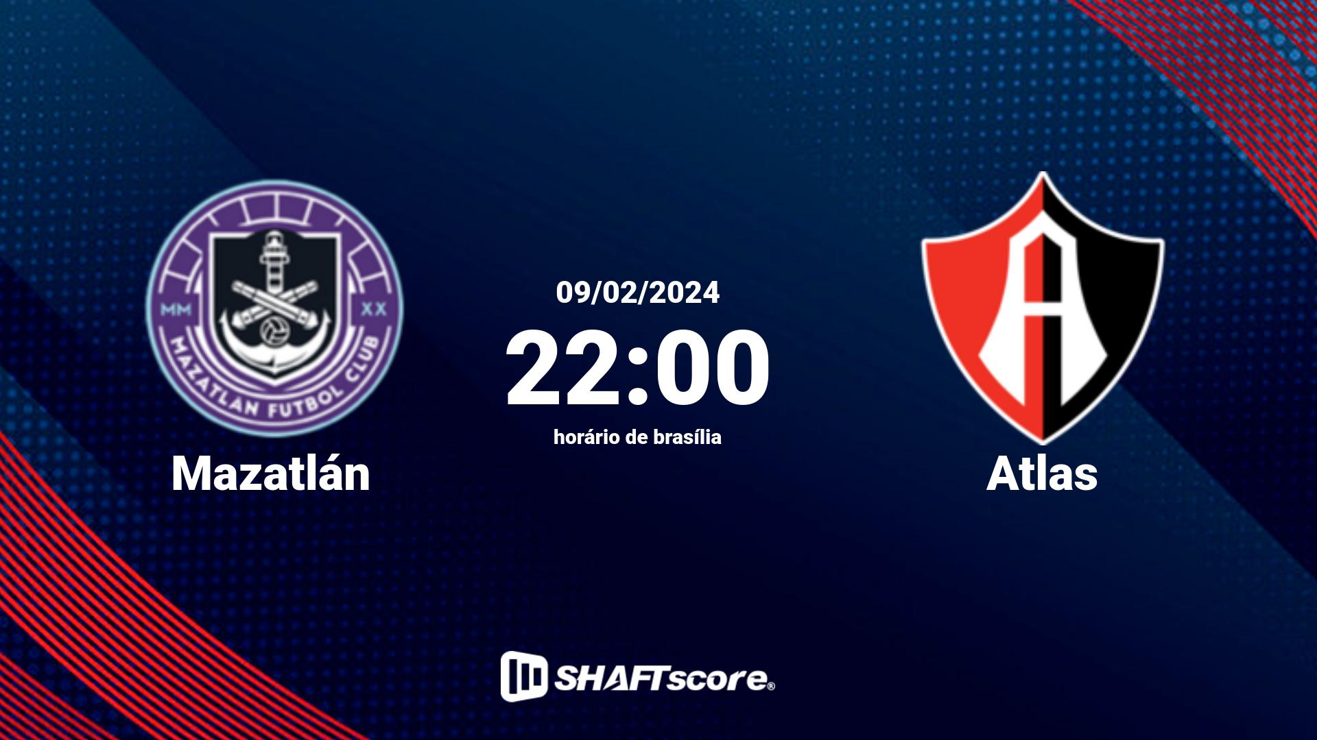 Estatísticas do jogo Mazatlán vs Atlas 09.02 22:00