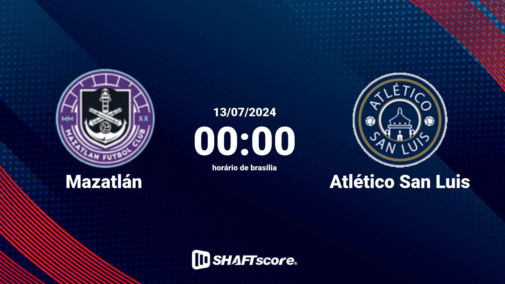 Estatísticas do jogo Mazatlán vs Atlético San Luis 13.07 00:00