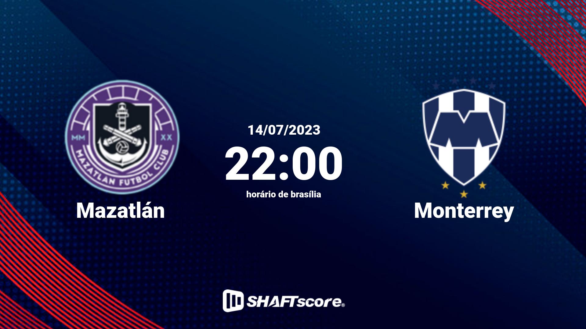 Estatísticas do jogo Mazatlán vs Monterrey 14.07 22:00