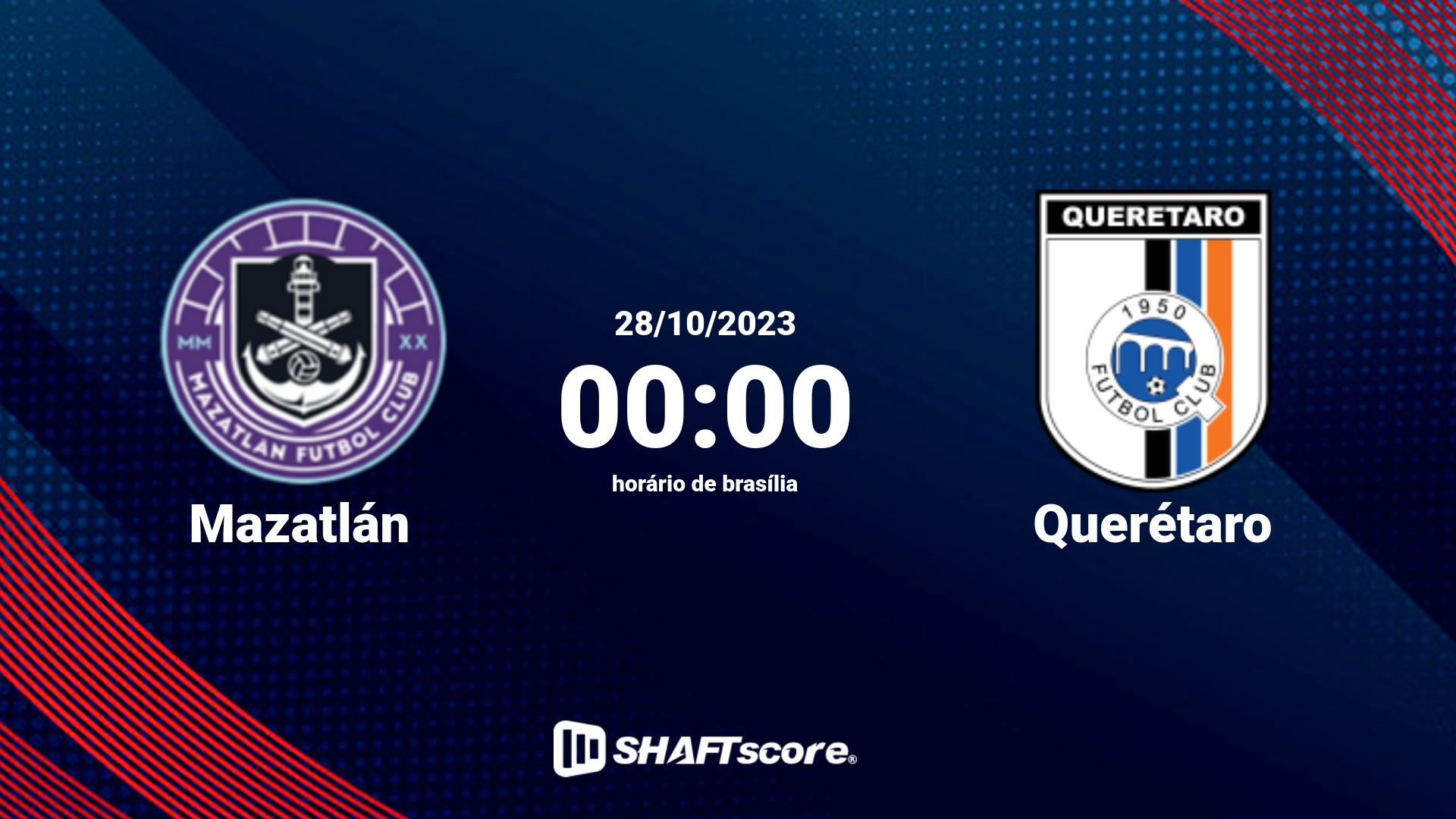 Estatísticas do jogo Mazatlán vs Querétaro 28.10 00:00