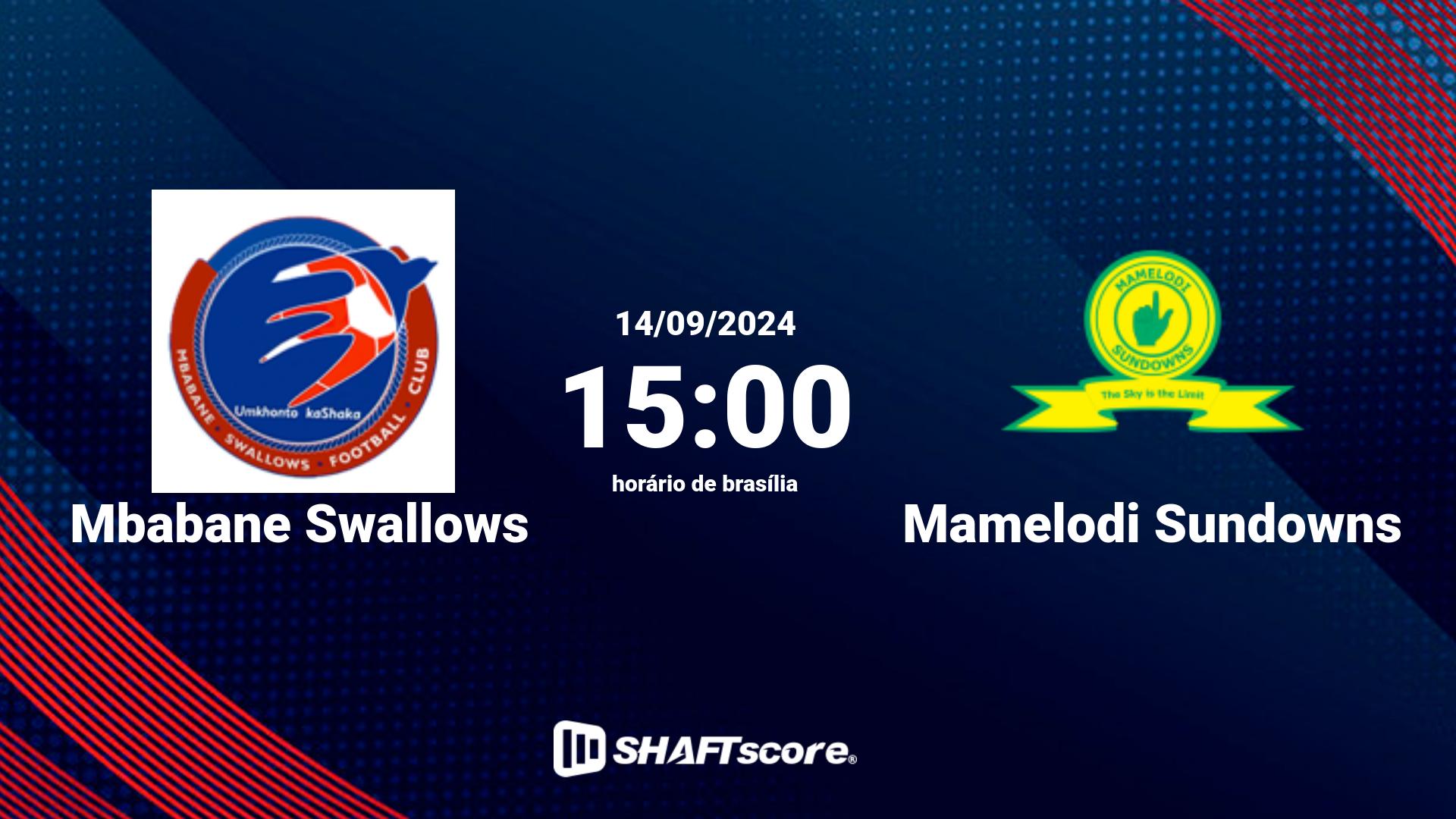 Estatísticas do jogo Mbabane Swallows vs Mamelodi Sundowns 14.09 15:00