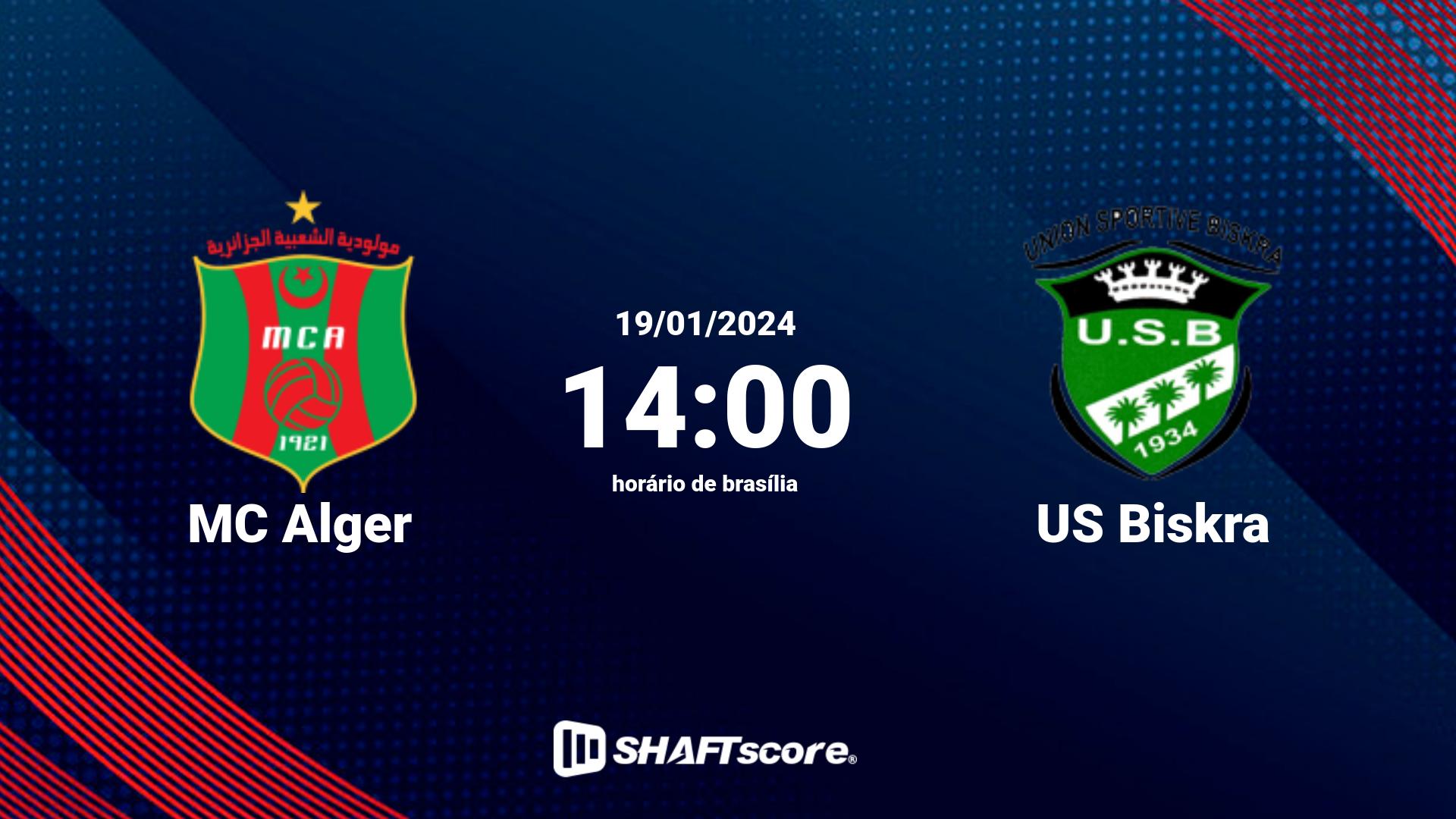 Estatísticas do jogo MC Alger vs US Biskra 19.01 14:00