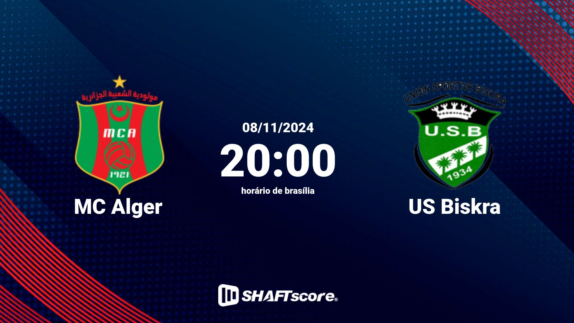 Estatísticas do jogo MC Alger vs US Biskra 08.11 20:00