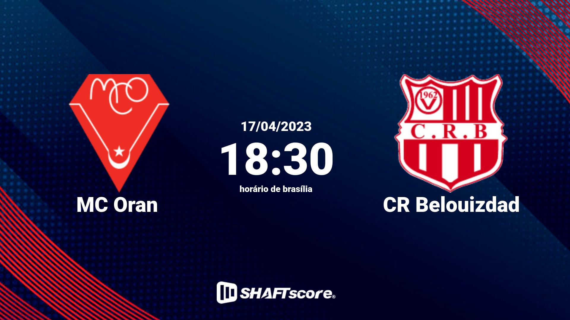 Estatísticas do jogo MC Oran vs CR Belouizdad 17.04 18:30