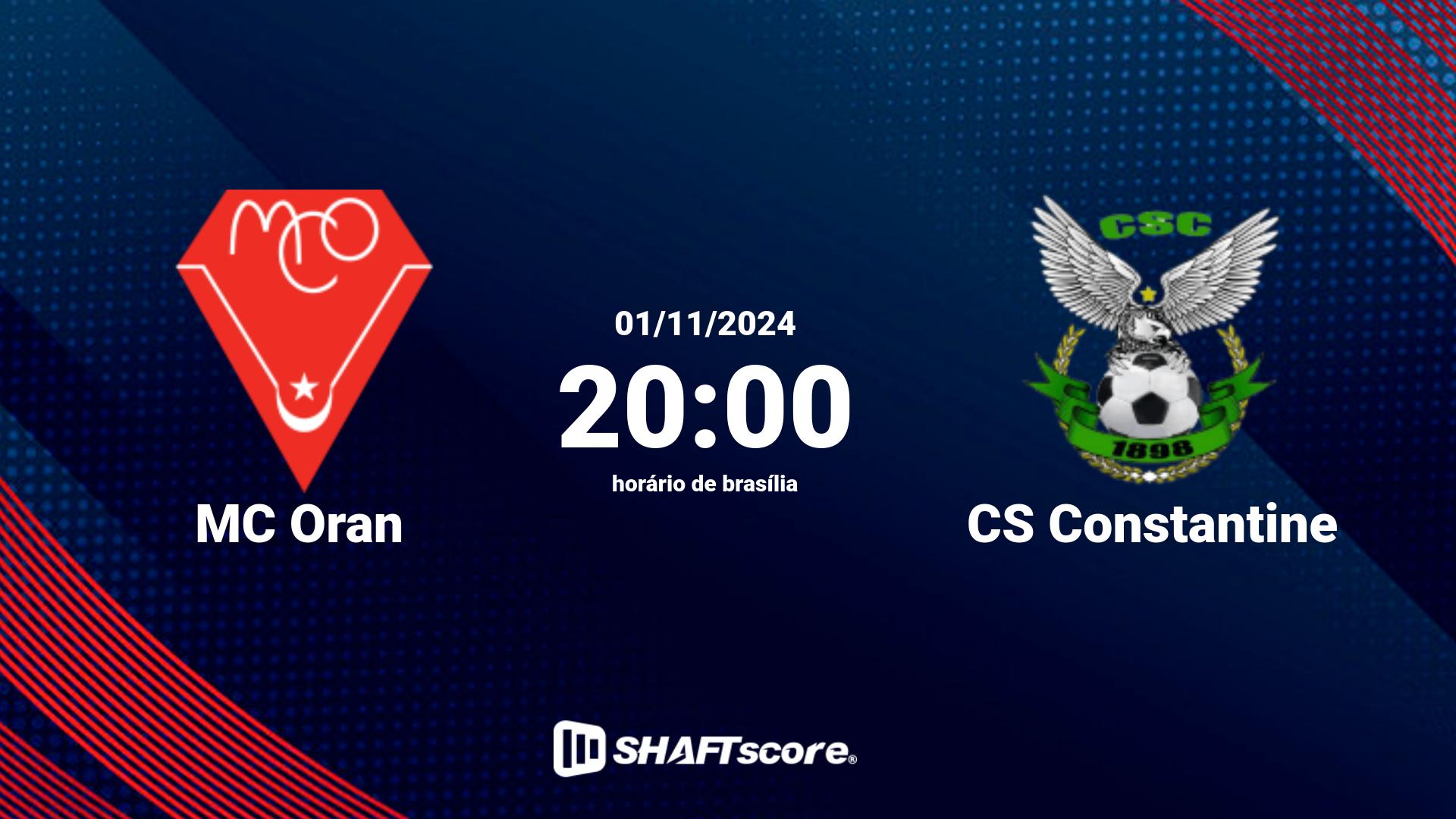 Estatísticas do jogo MC Oran vs CS Constantine 01.11 20:00