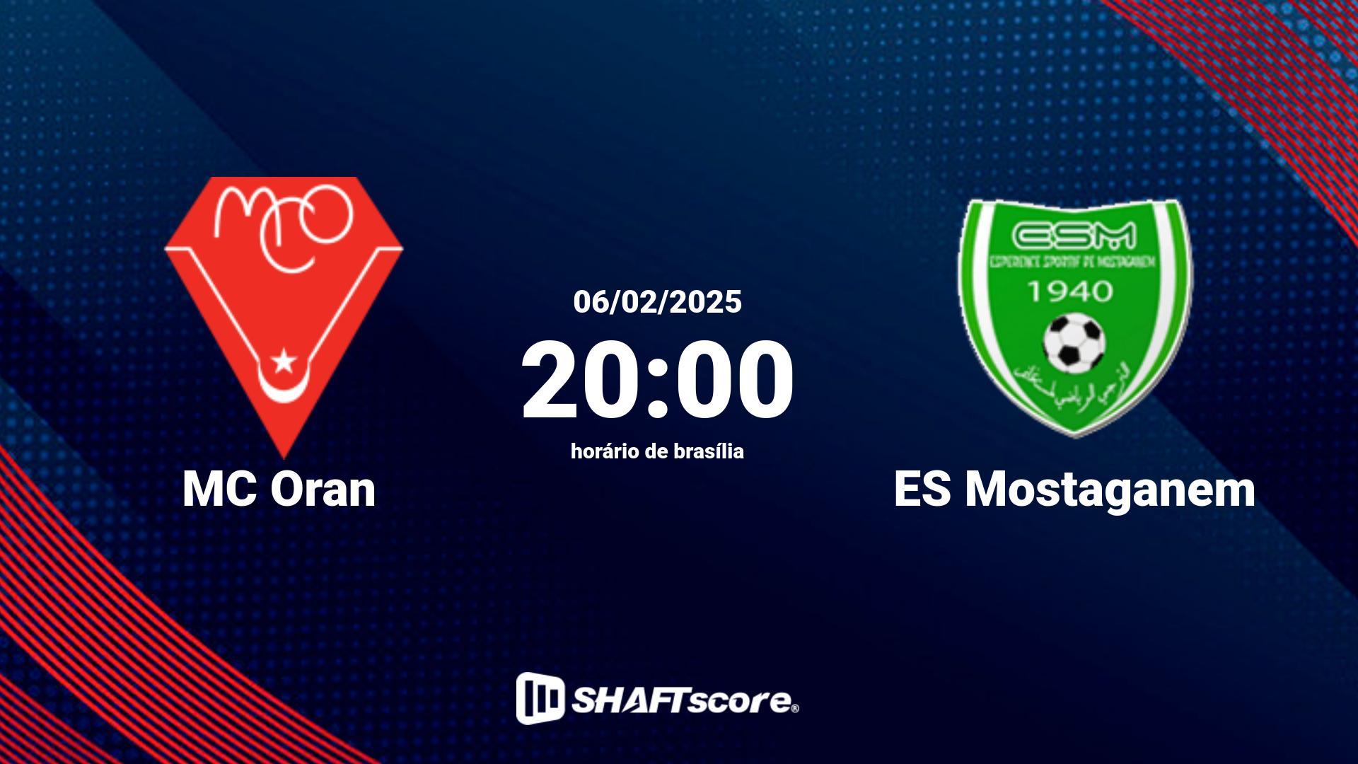 Estatísticas do jogo MC Oran vs ES Mostaganem 06.02 20:00