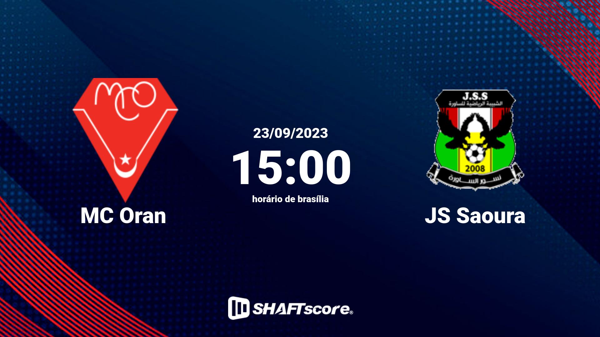 Estatísticas do jogo MC Oran vs JS Saoura 23.09 15:00