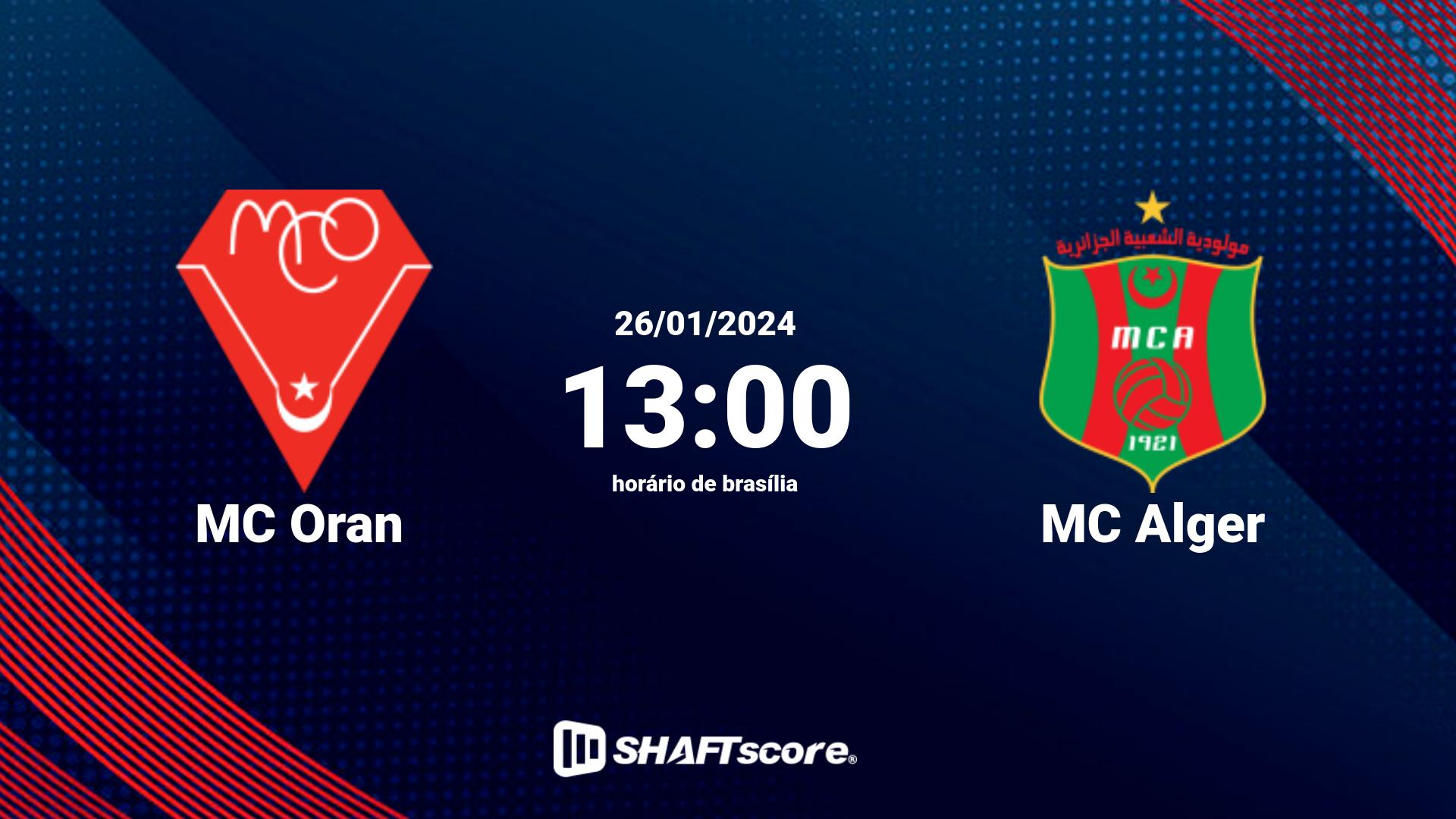 Estatísticas do jogo MC Oran vs MC Alger 26.01 13:00