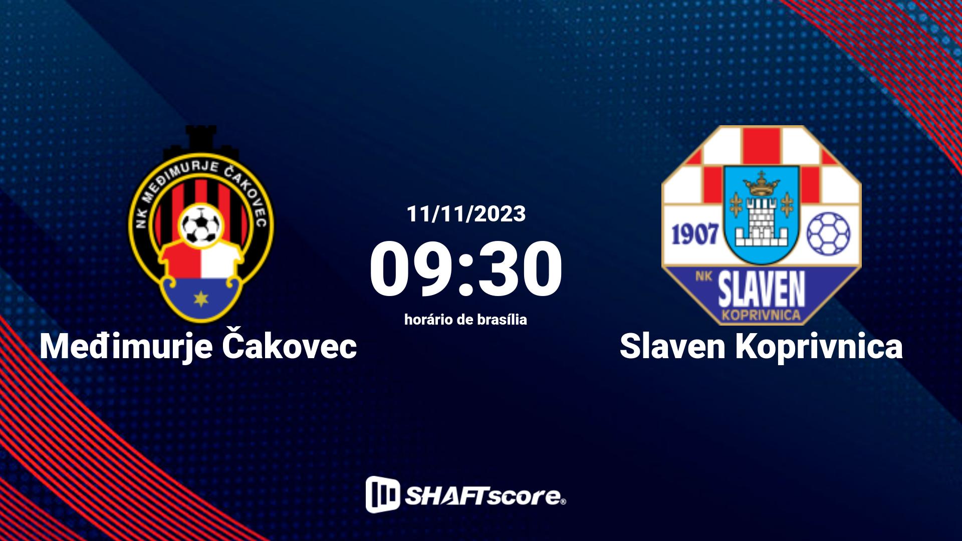 Estatísticas do jogo Međimurje Čakovec vs Slaven Koprivnica 11.11 09:30