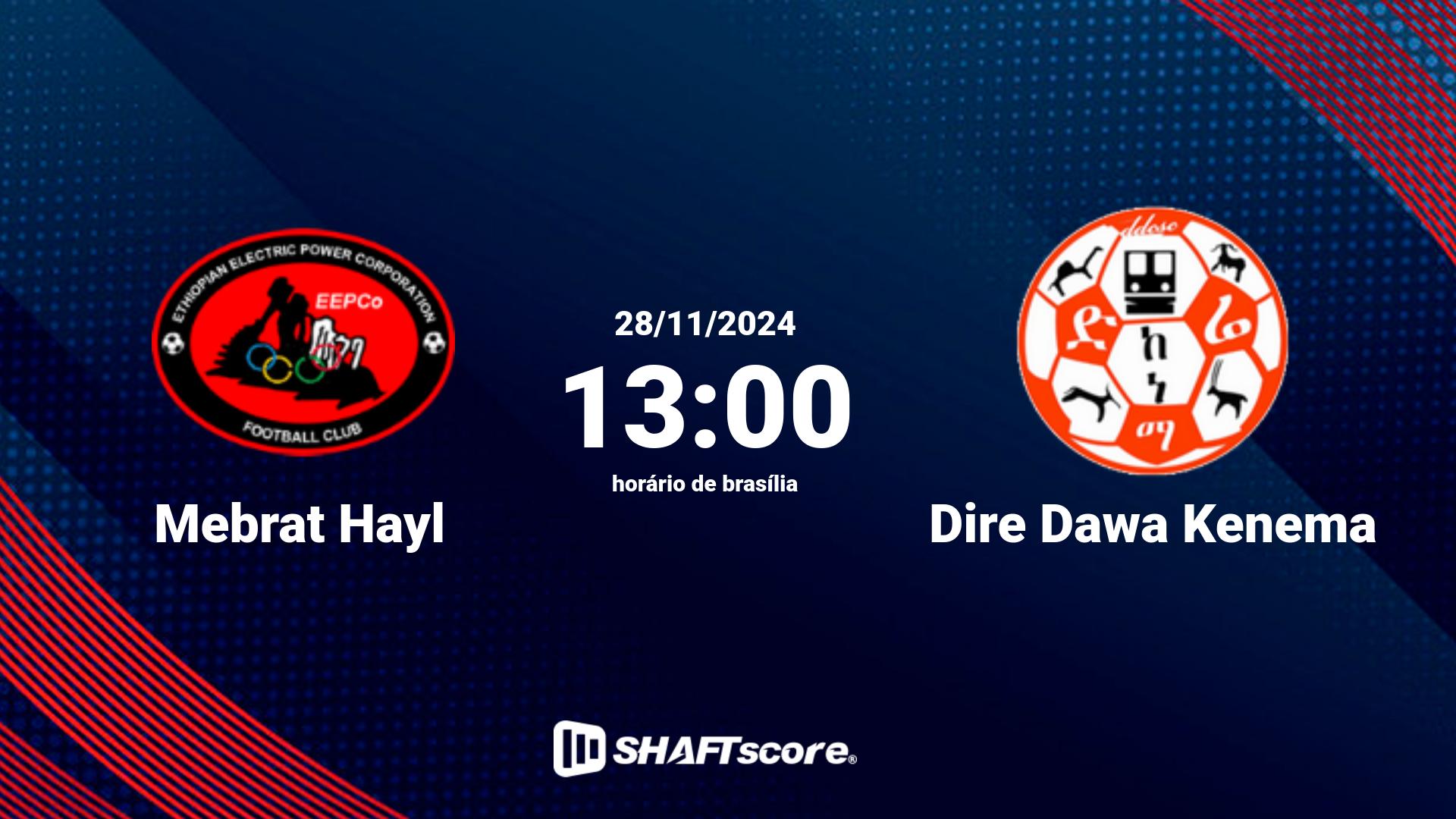 Estatísticas do jogo Mebrat Hayl vs Dire Dawa Kenema 28.11 13:00