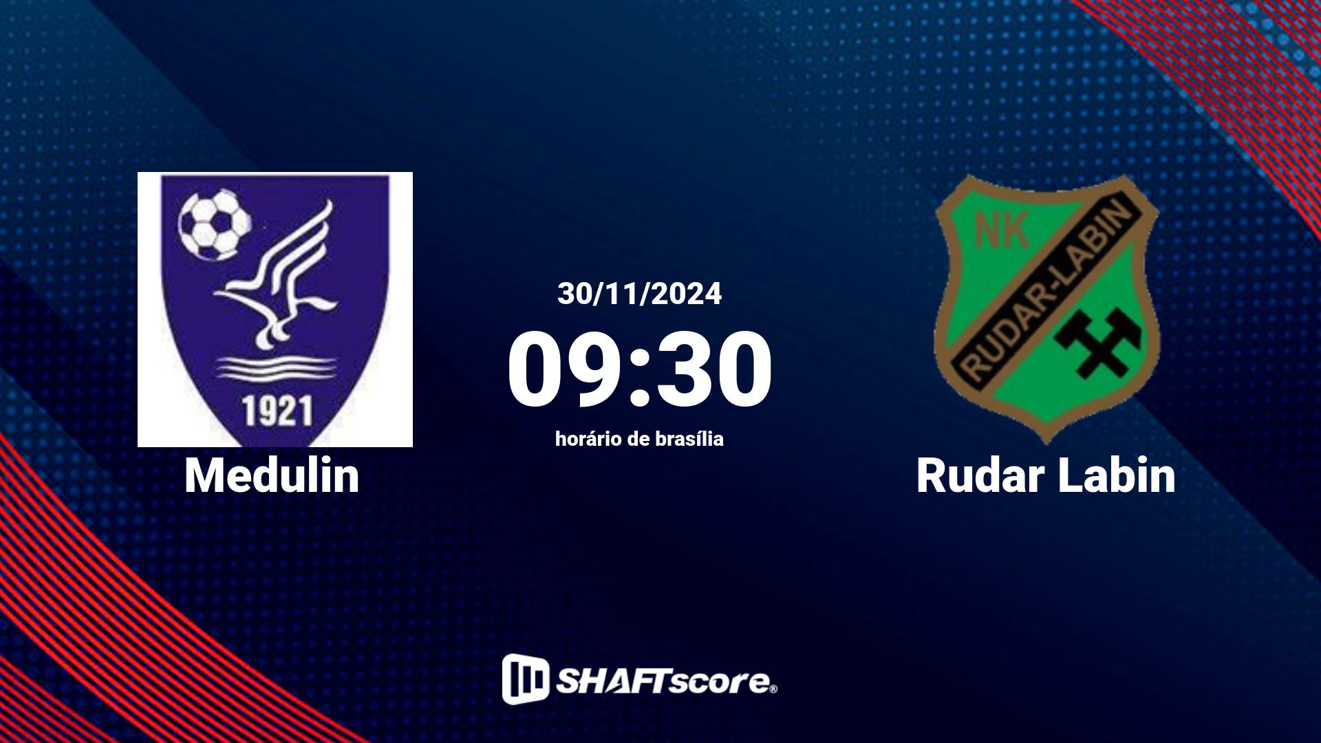 Estatísticas do jogo Medulin vs Rudar Labin 30.11 09:30