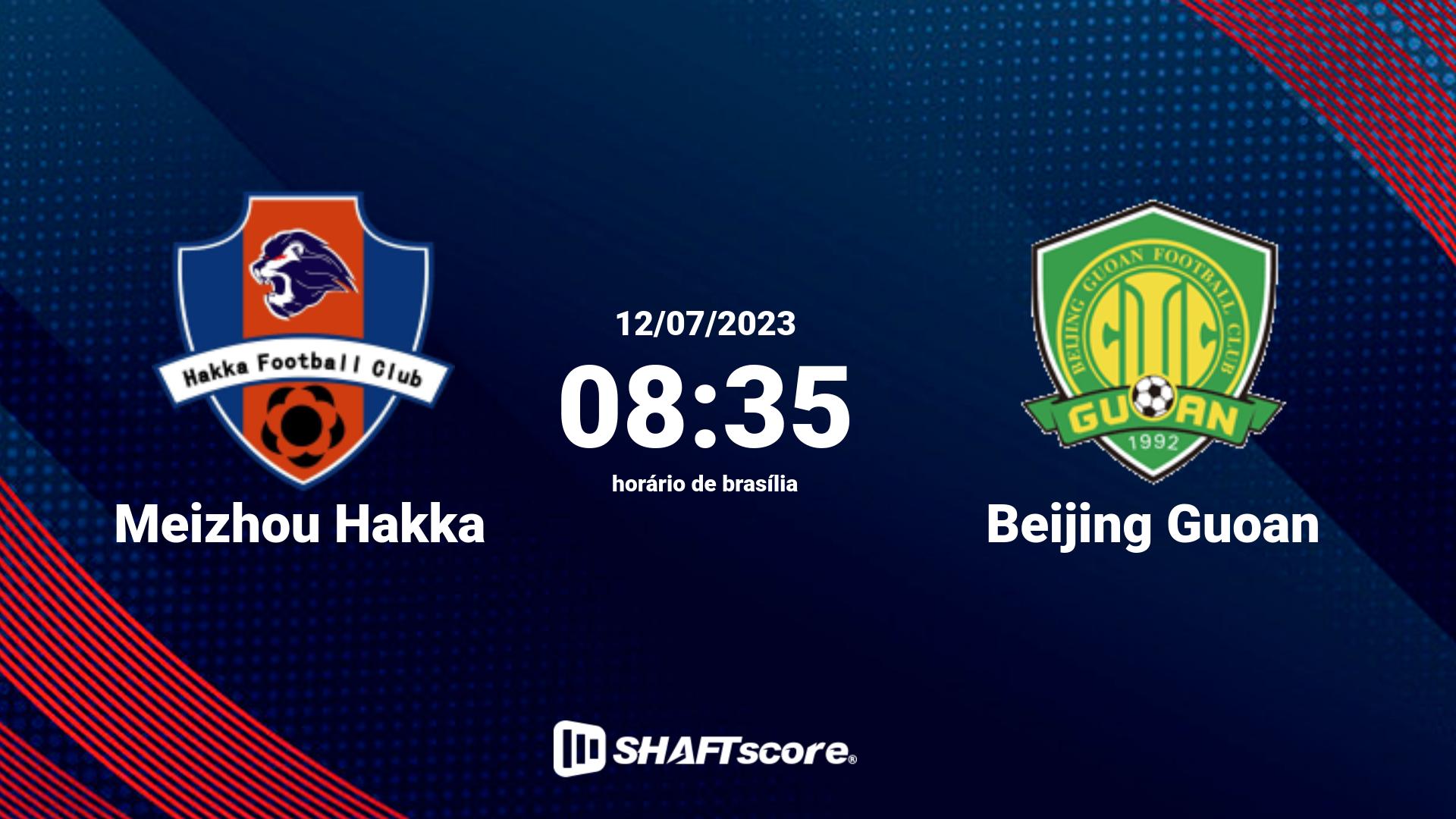 Estatísticas do jogo Meizhou Hakka vs Beijing Guoan 12.07 08:35