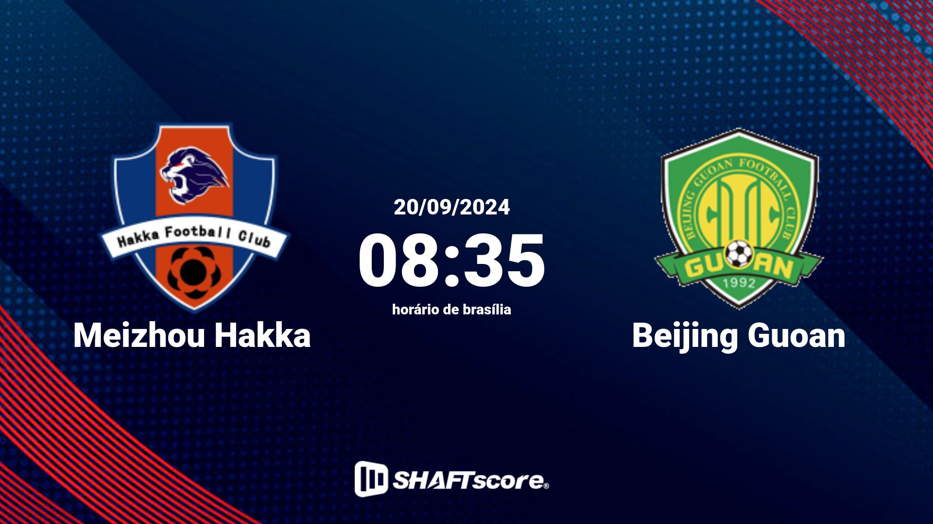 Estatísticas do jogo Meizhou Hakka vs Beijing Guoan 20.09 08:35