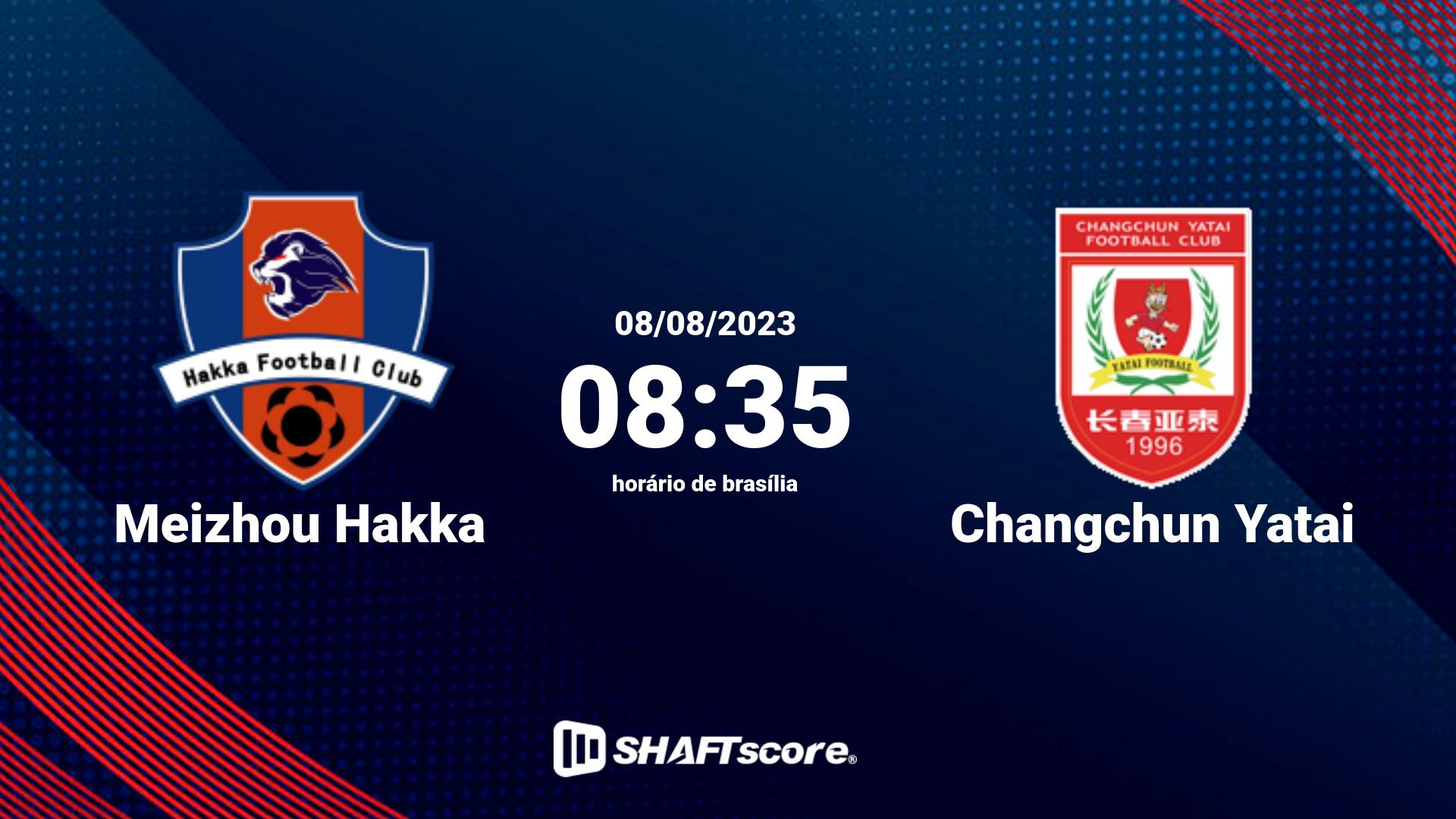 Estatísticas do jogo Meizhou Hakka vs Changchun Yatai 08.08 08:35