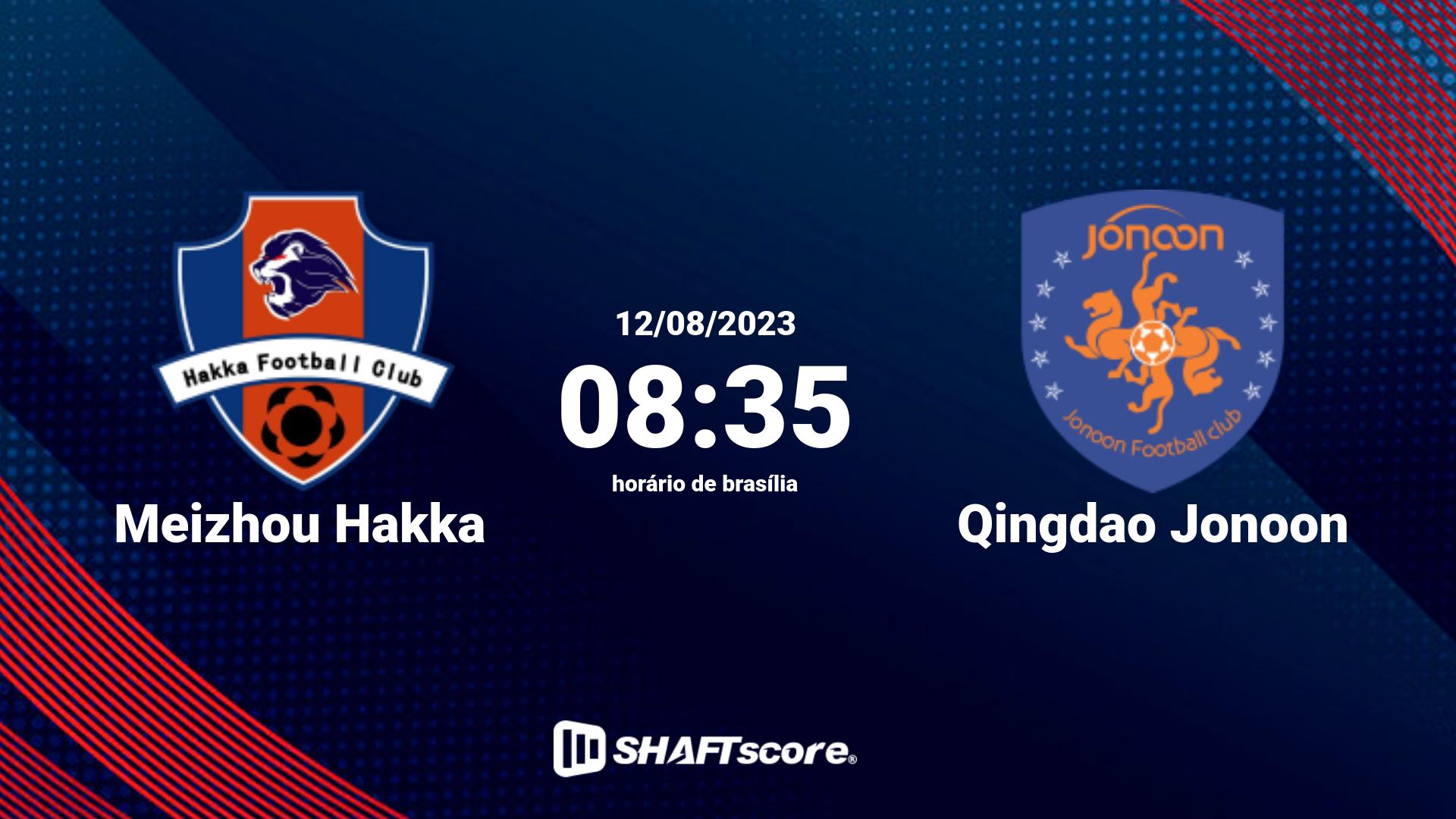 Estatísticas do jogo Meizhou Hakka vs Qingdao Jonoon 12.08 08:35