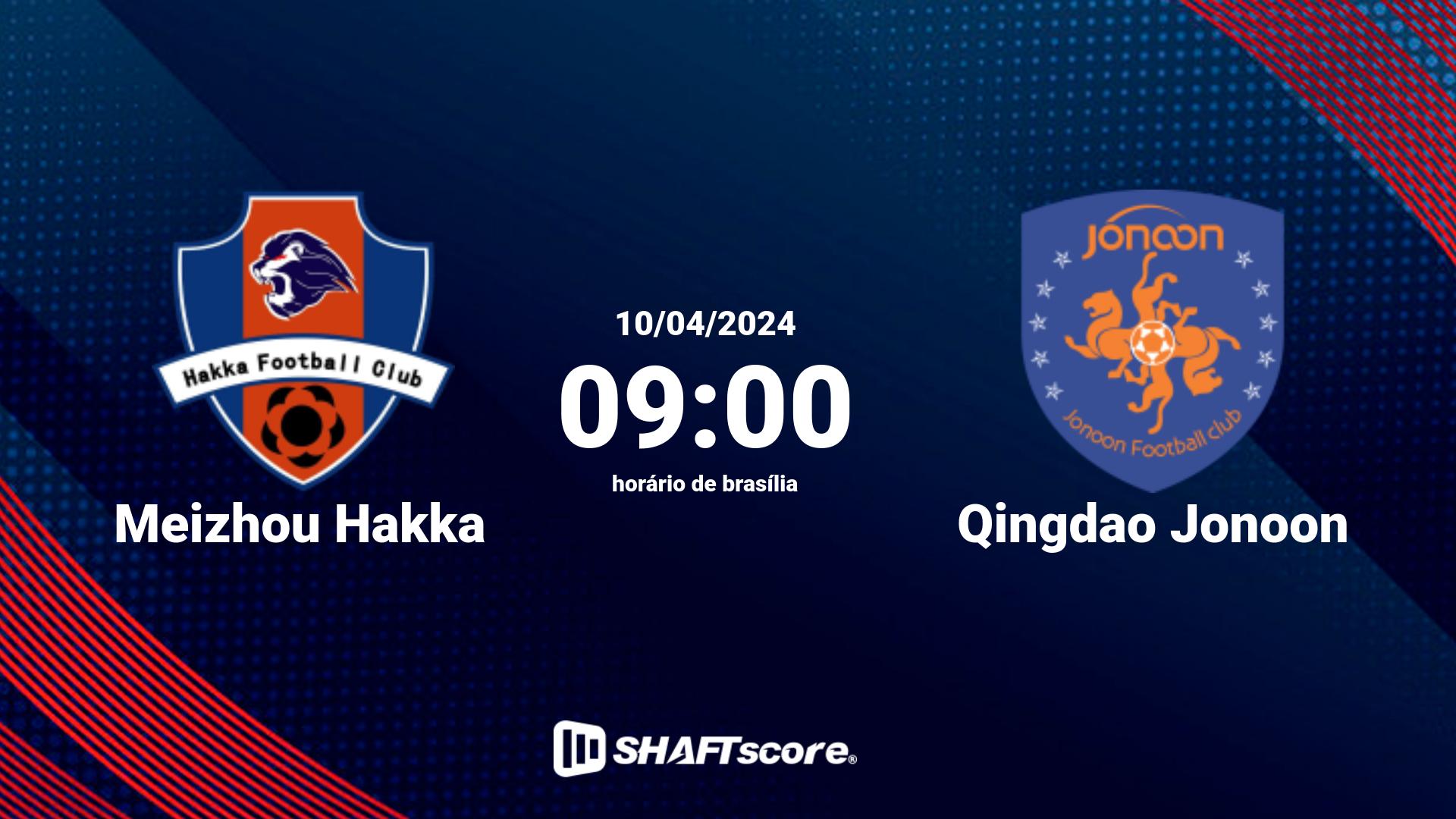 Estatísticas do jogo Meizhou Hakka vs Qingdao Jonoon 10.04 09:00