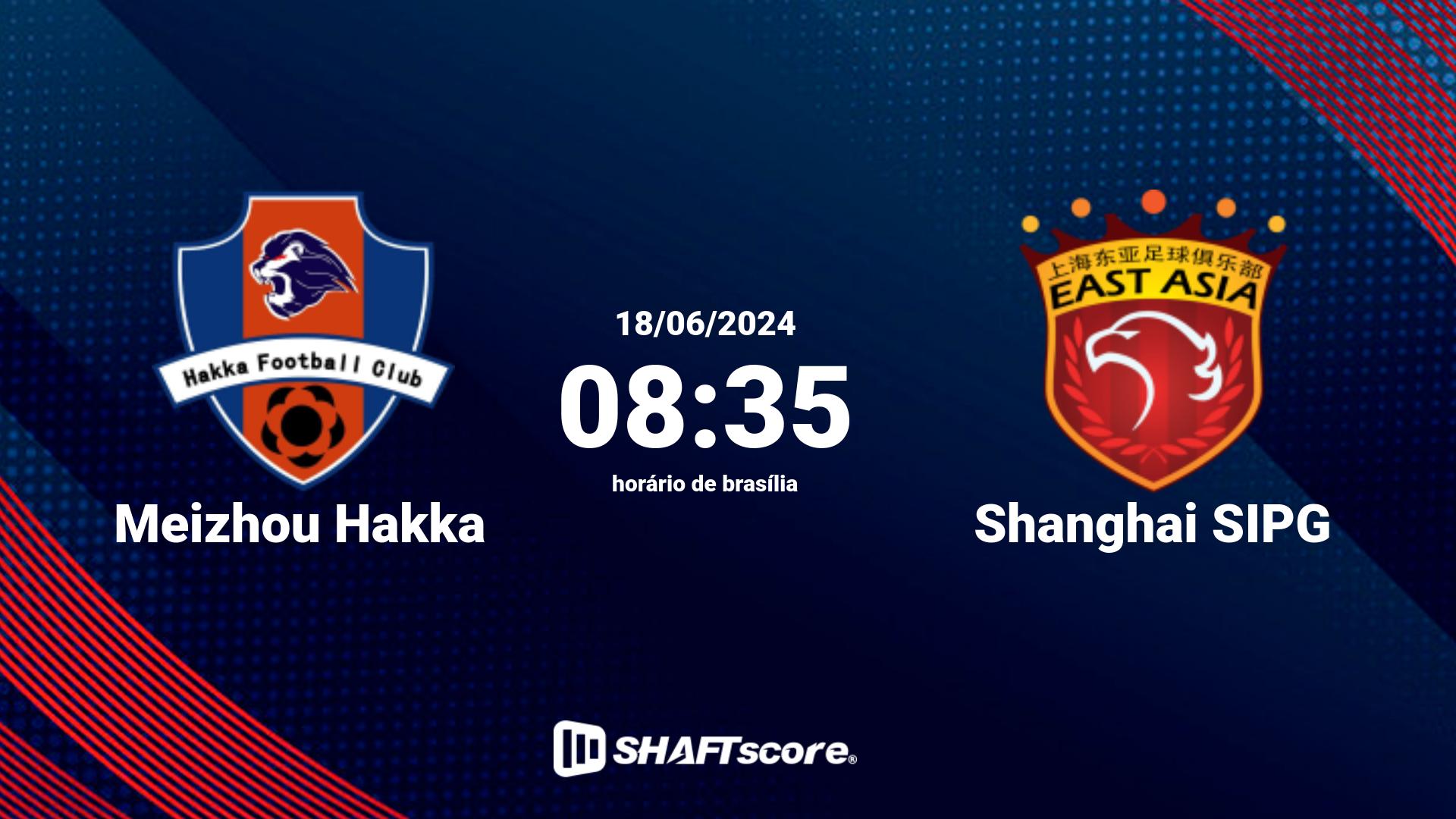 Estatísticas do jogo Meizhou Hakka vs Shanghai SIPG 18.06 08:35