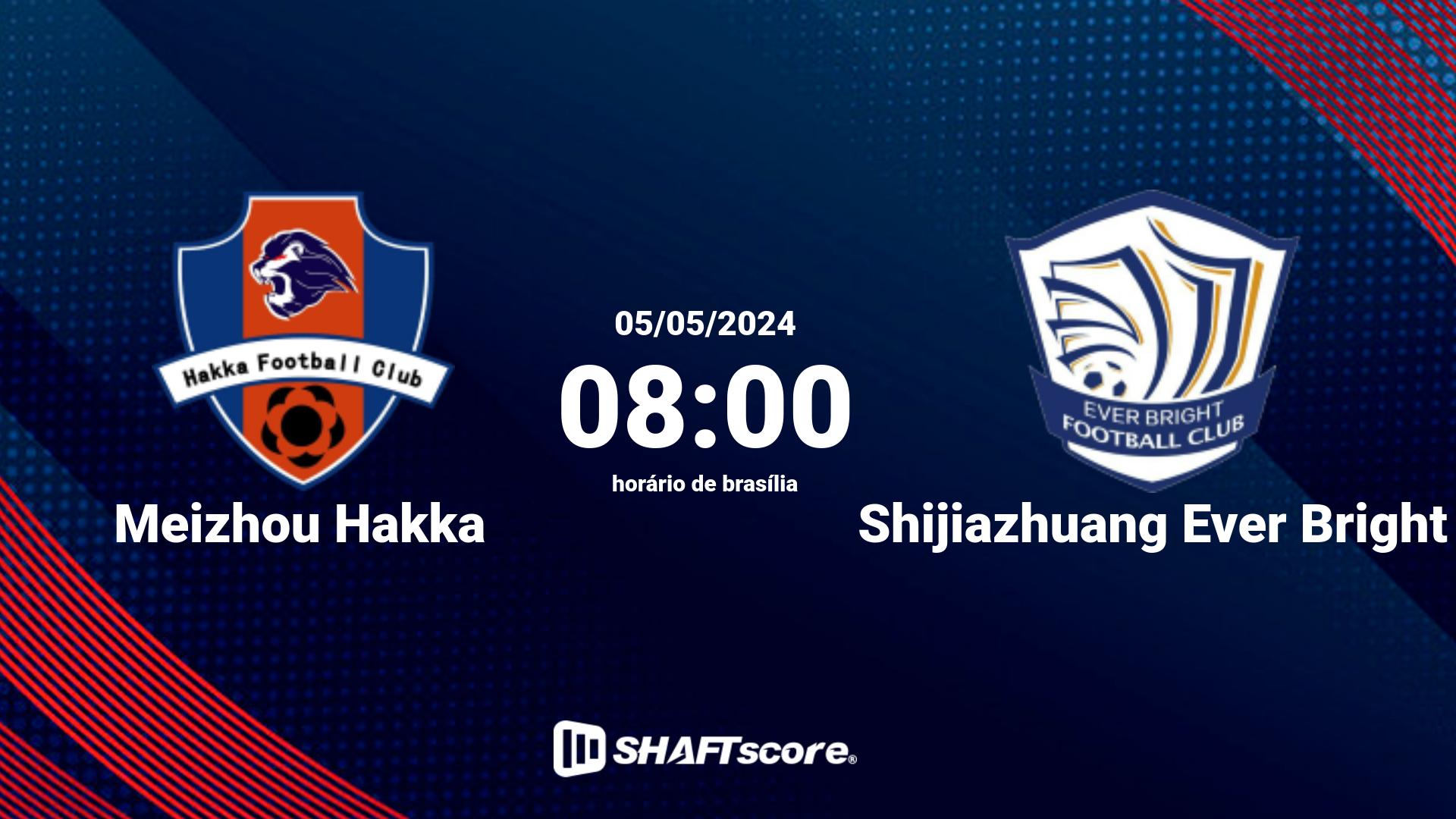 Estatísticas do jogo Meizhou Hakka vs Shijiazhuang Ever Bright 05.05 08:00