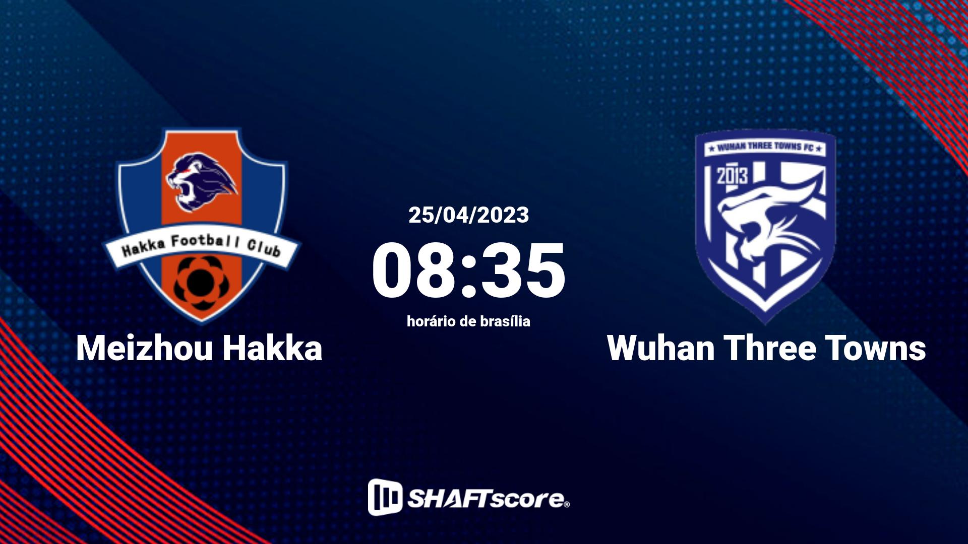 Estatísticas do jogo Meizhou Hakka vs Wuhan Three Towns 25.04 08:35