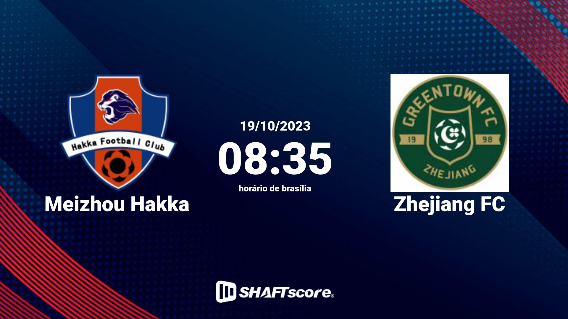 Estatísticas do jogo Meizhou Hakka vs Zhejiang FC 19.10 08:35