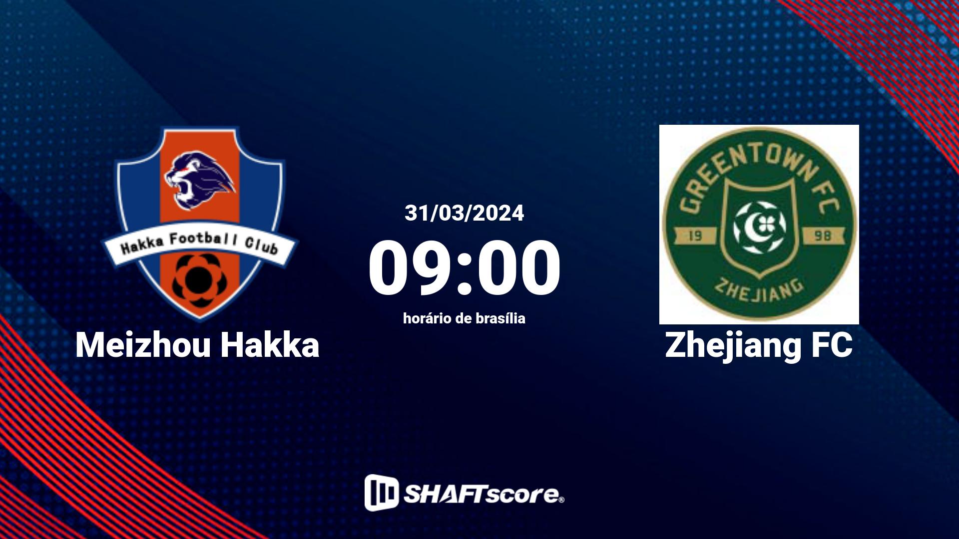 Estatísticas do jogo Meizhou Hakka vs Zhejiang FC 31.03 09:00