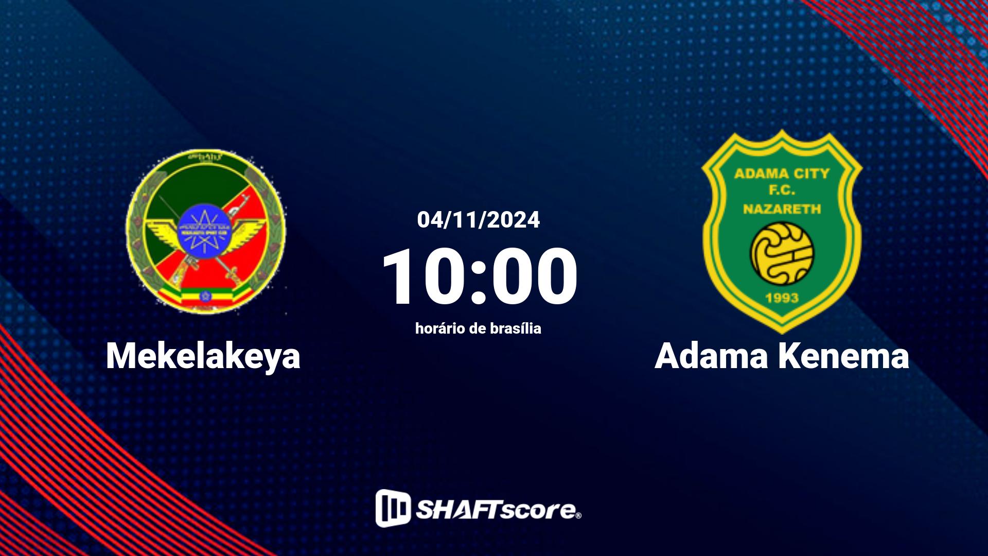 Estatísticas do jogo Mekelakeya vs Adama Kenema 04.11 10:00