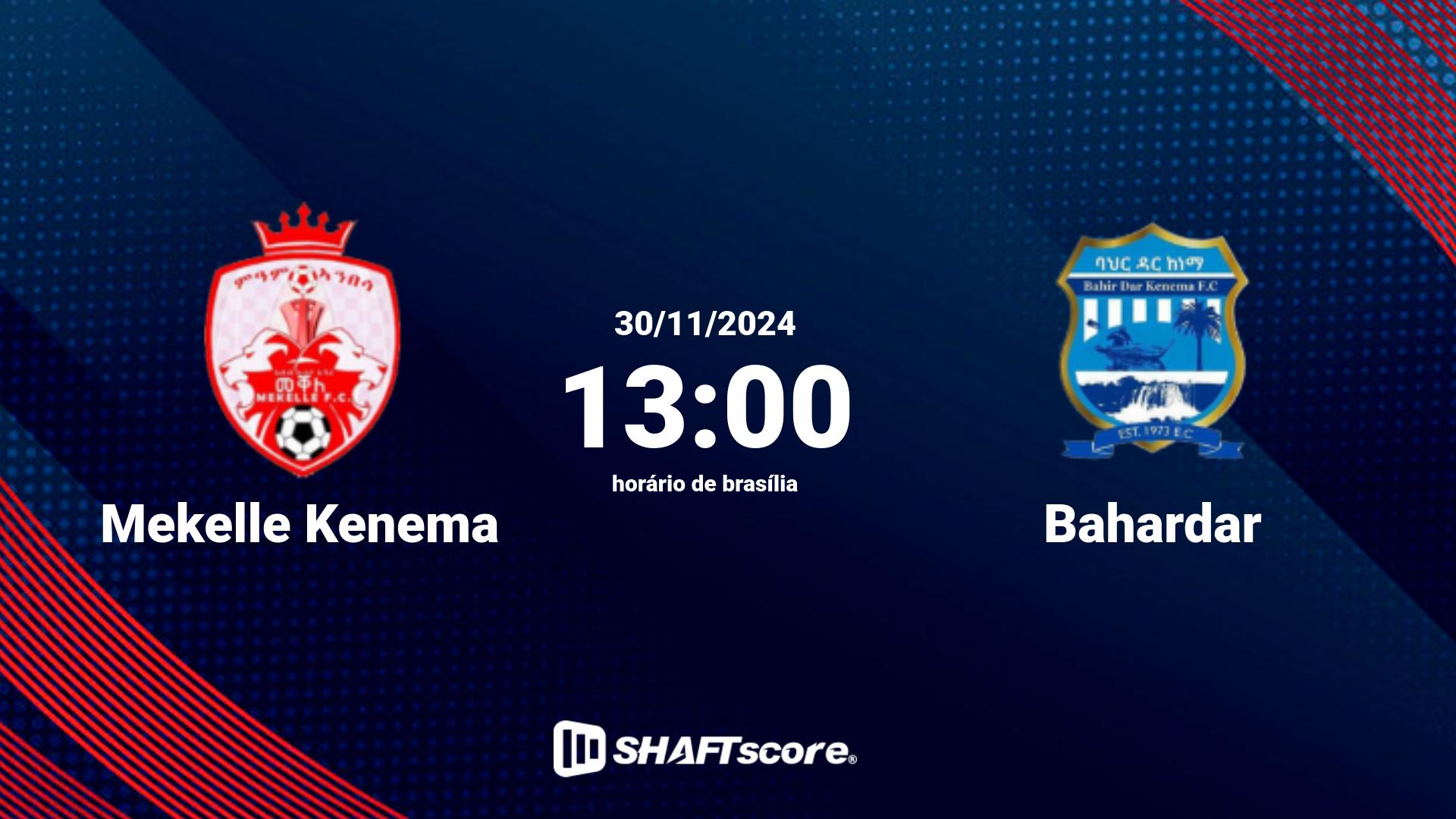 Estatísticas do jogo Mekelle Kenema vs Bahardar 30.11 13:00