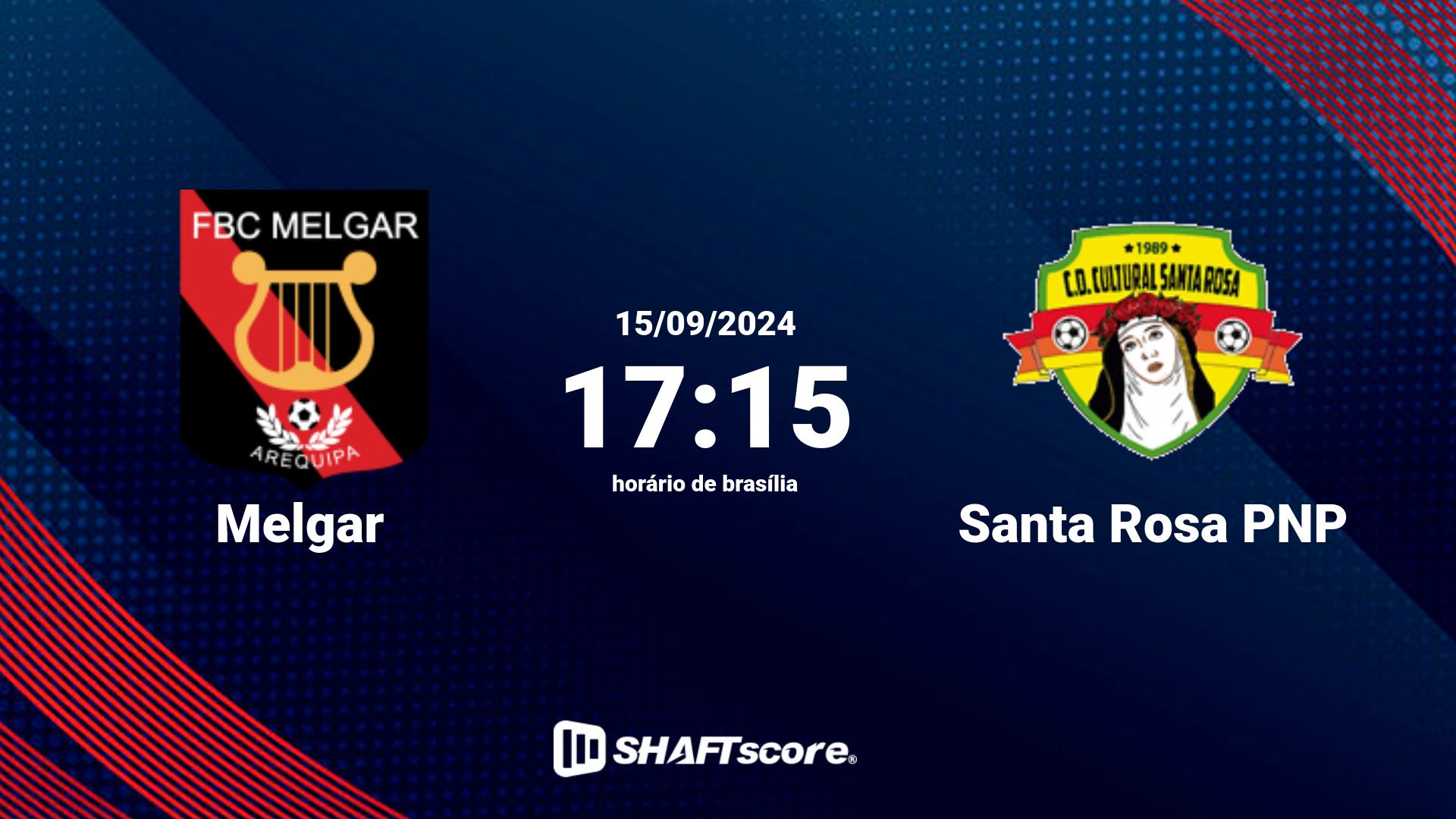 Estatísticas do jogo Melgar vs Santa Rosa PNP 15.09 17:15