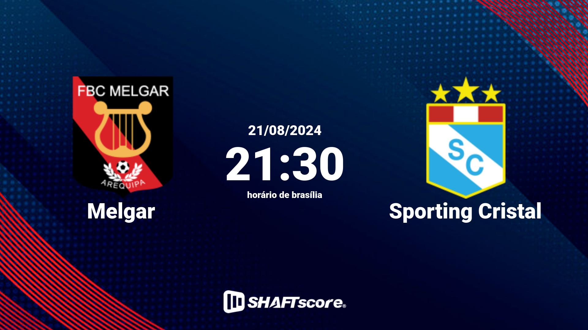 Estatísticas do jogo Melgar vs Sporting Cristal 21.08 21:30