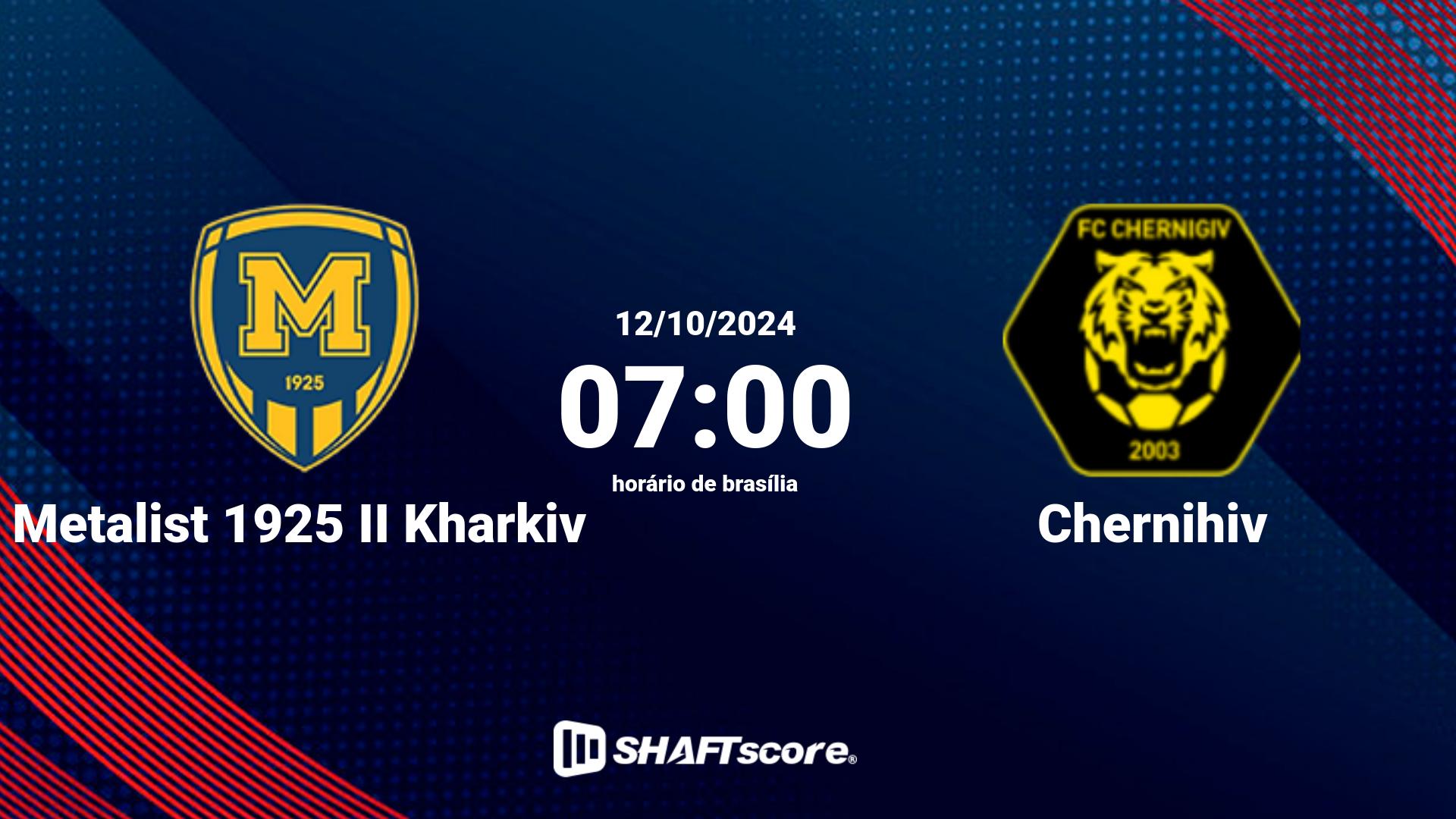 Estatísticas do jogo Metalist 1925 II Kharkiv vs Chernihiv 12.10 07:00