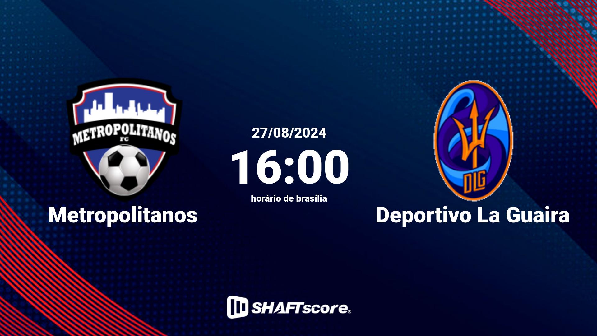 Estatísticas do jogo Metropolitanos vs Deportivo La Guaira 27.08 16:00