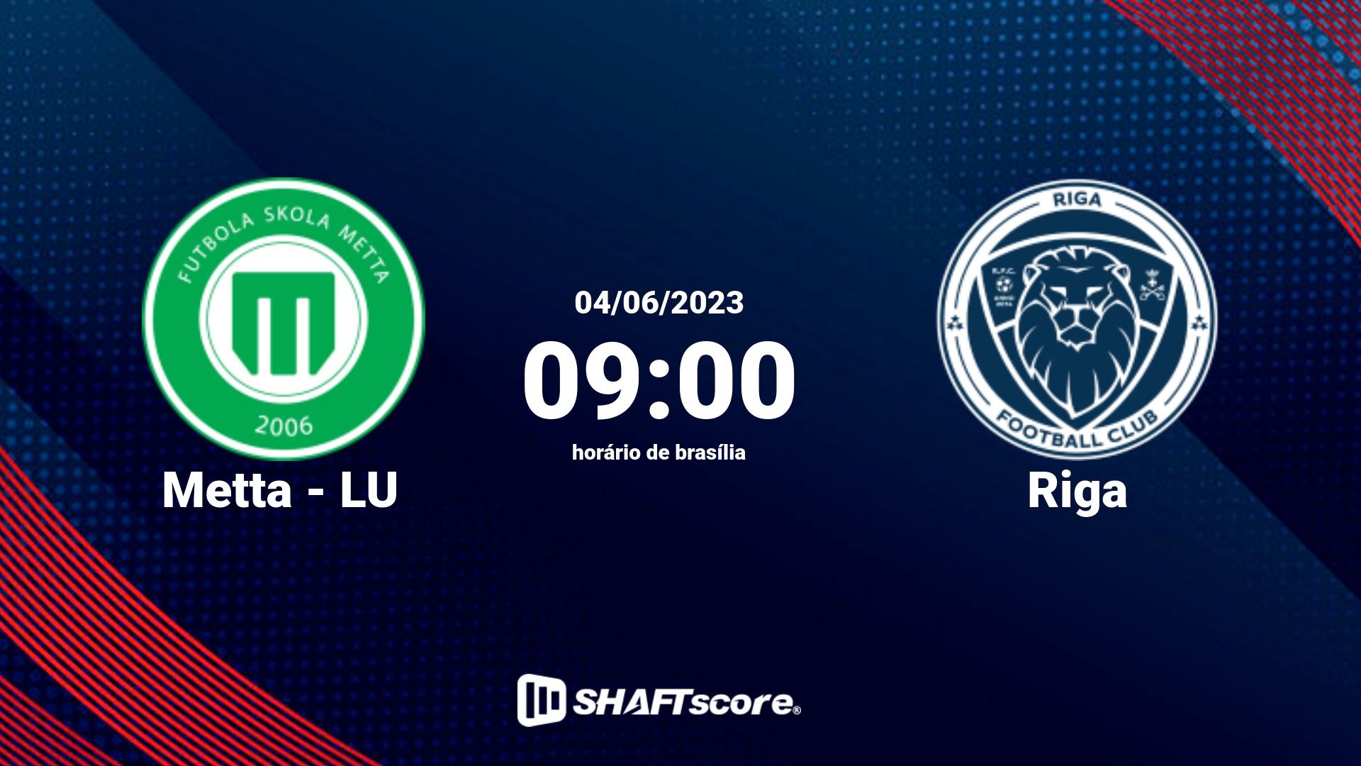 Estatísticas do jogo Metta - LU vs Riga 04.06 09:00