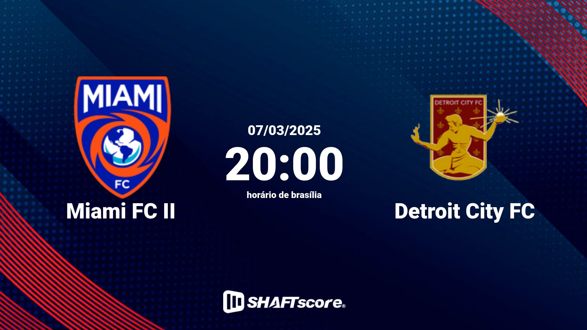 Estatísticas do jogo Miami FC II vs Detroit City FC 07.03 20:00