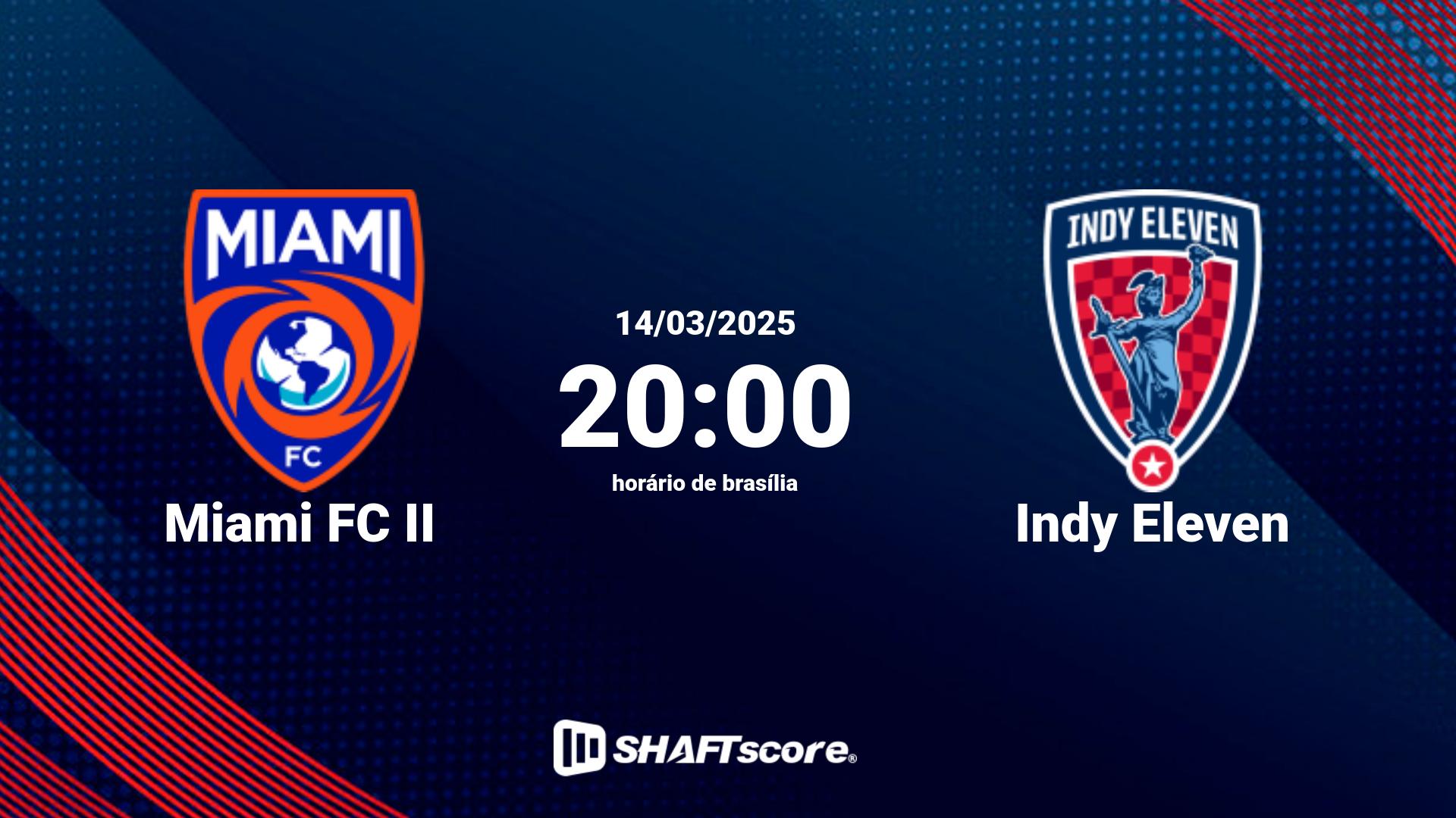 Estatísticas do jogo Miami FC II vs Indy Eleven 14.03 20:00