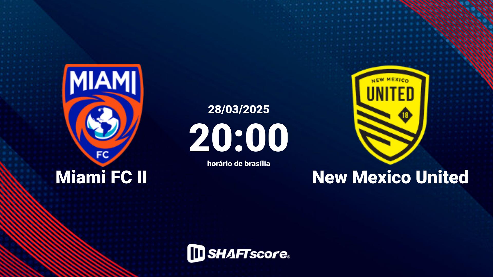 Estatísticas do jogo Miami FC II vs New Mexico United 28.03 20:00