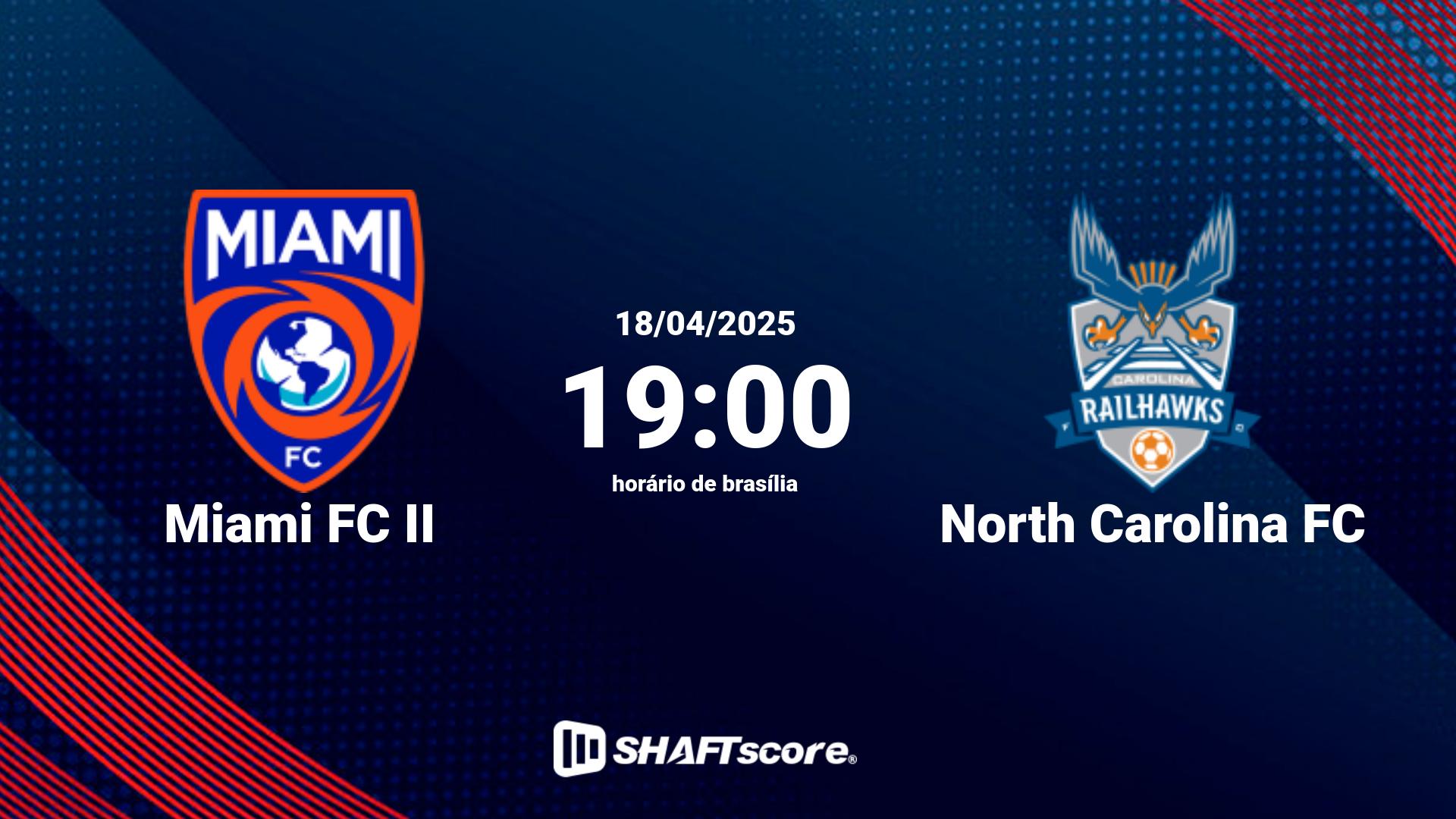 Estatísticas do jogo Miami FC II vs North Carolina FC 18.04 19:00