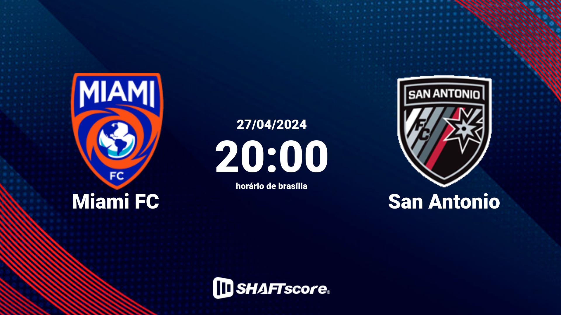 Estatísticas do jogo Miami FC vs San Antonio 27.04 20:00